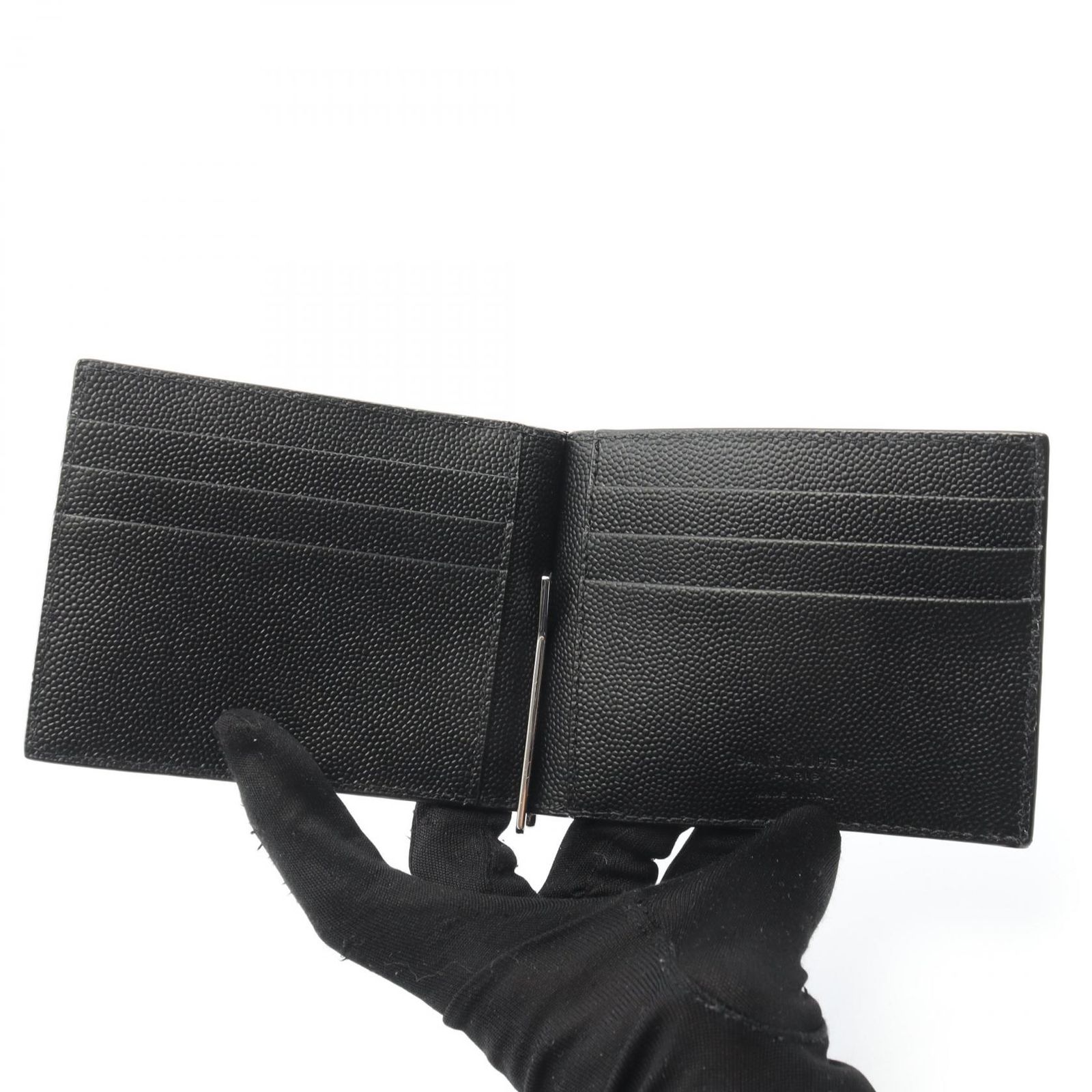 サンローランパリ SAINT LAURENT PARIS 二つ折り財布 クラシック サンローラン ビルクリップ ウォレット ネロ レザー メンズ 中綿アウター 夏コーデ