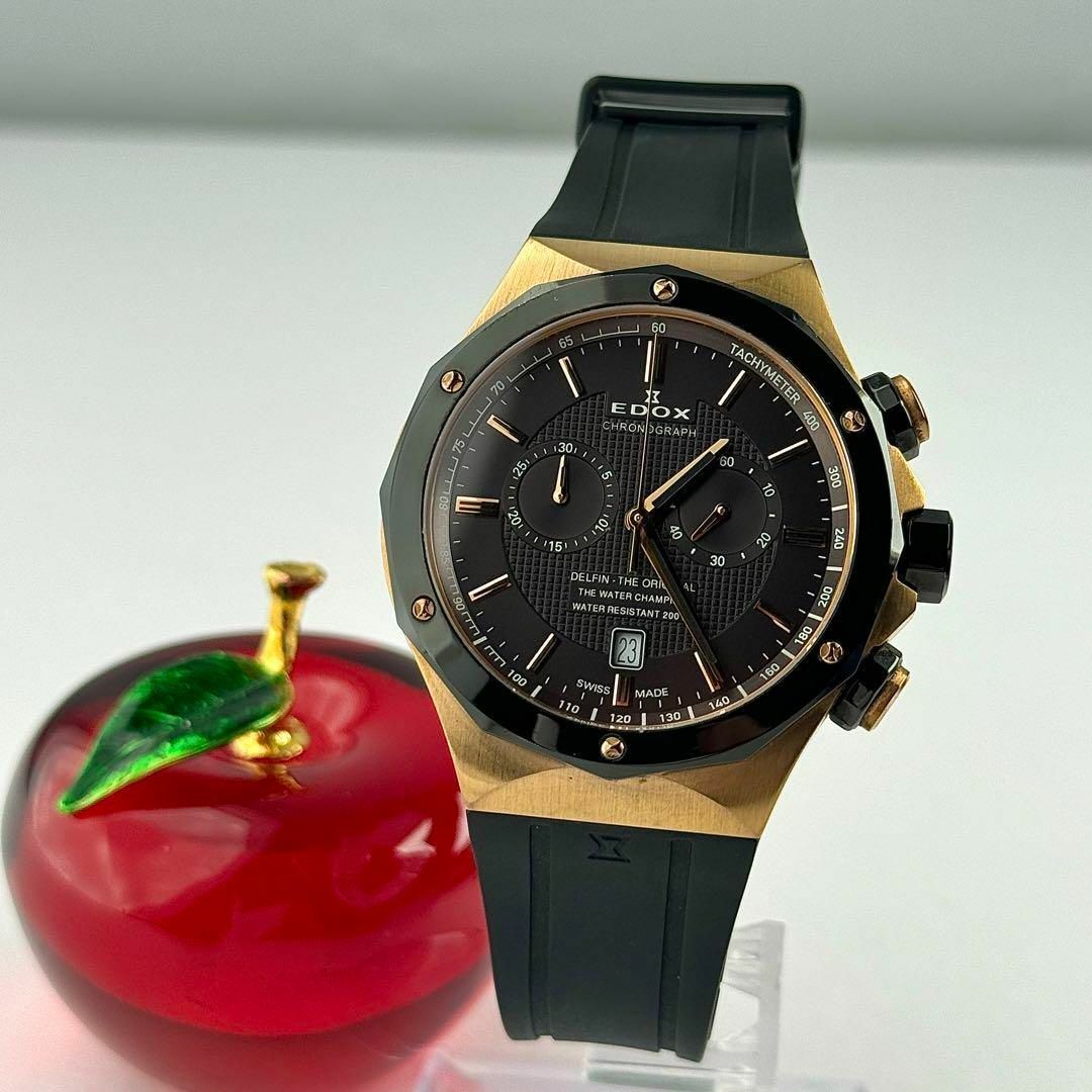 電池 710 エドックス クロノグラフ メンズ デイト 日付表示