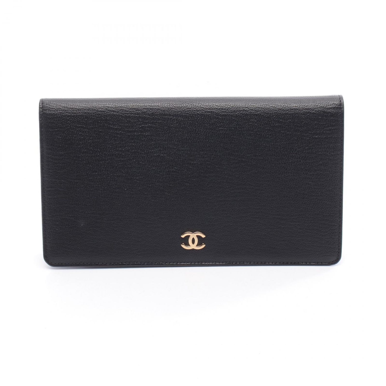 シャネル CHANEL 二つ折り長財布 ココマーク ブラック レザー ココ
