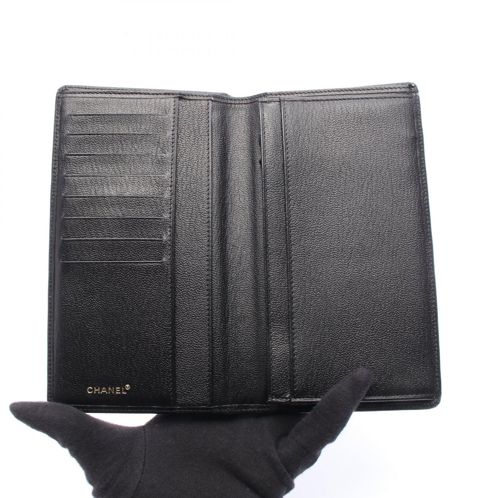 シャネル CHANEL 二つ折り長財布 ココマーク ブラック レザー ココ