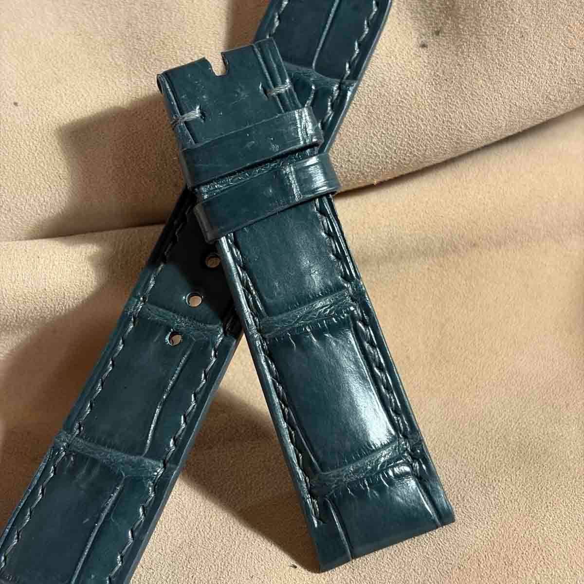 cro-2009 クロコダイル 腕時計ベルト ブルーグレー ラグ幅20 mm - バックル幅18