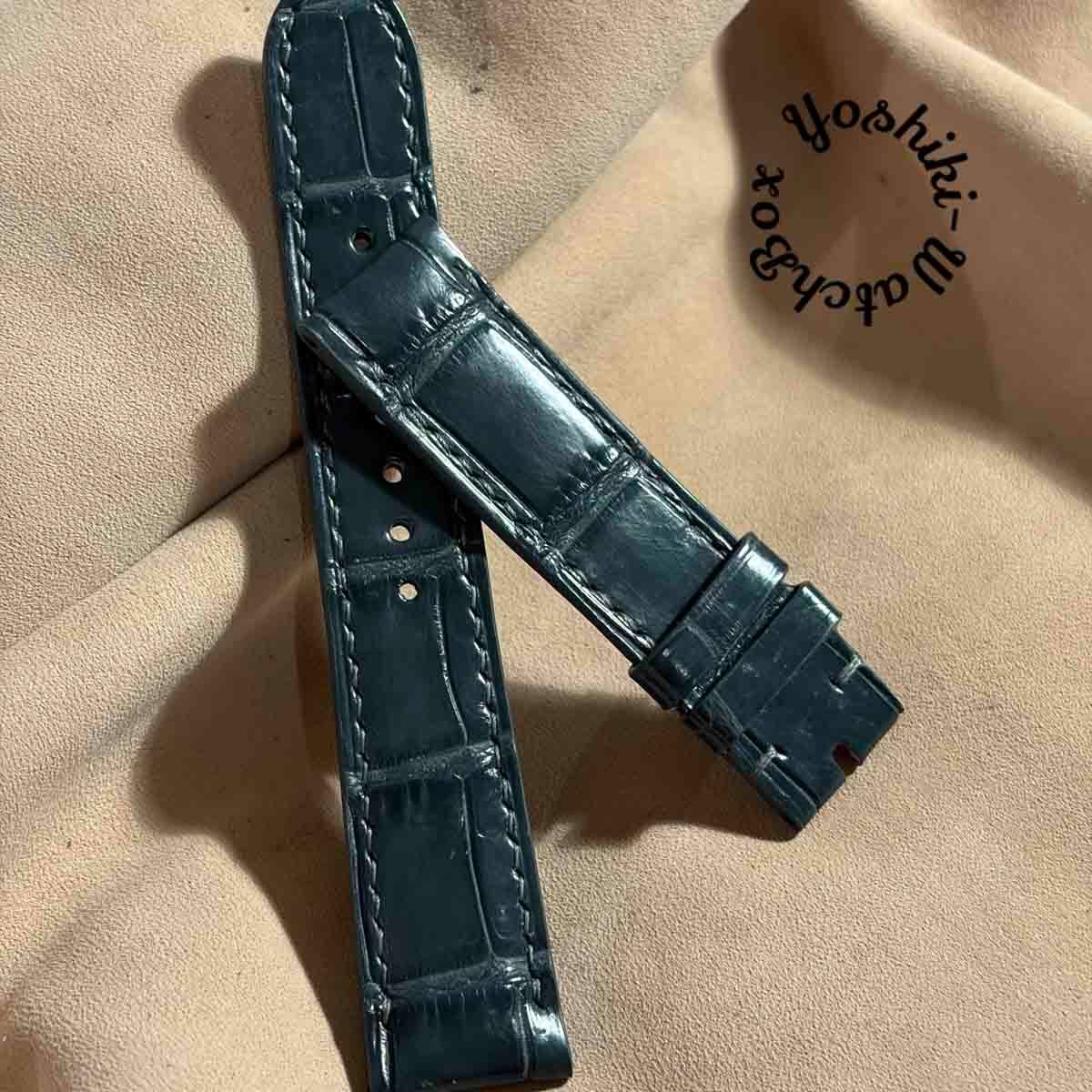 cro-2009 クロコダイル 腕時計ベルト ブルーグレー ラグ幅20 mm - バックル幅18