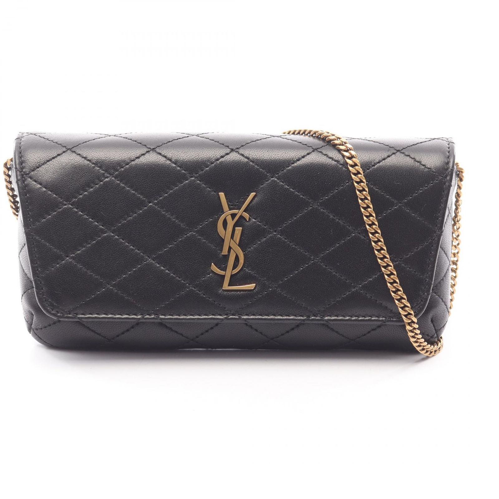 サンローランパリ SAINT LAURENT PARIS ショルダーバッグ Gaby フォンホルダー ネロ レザー チェーンショルダー レディース