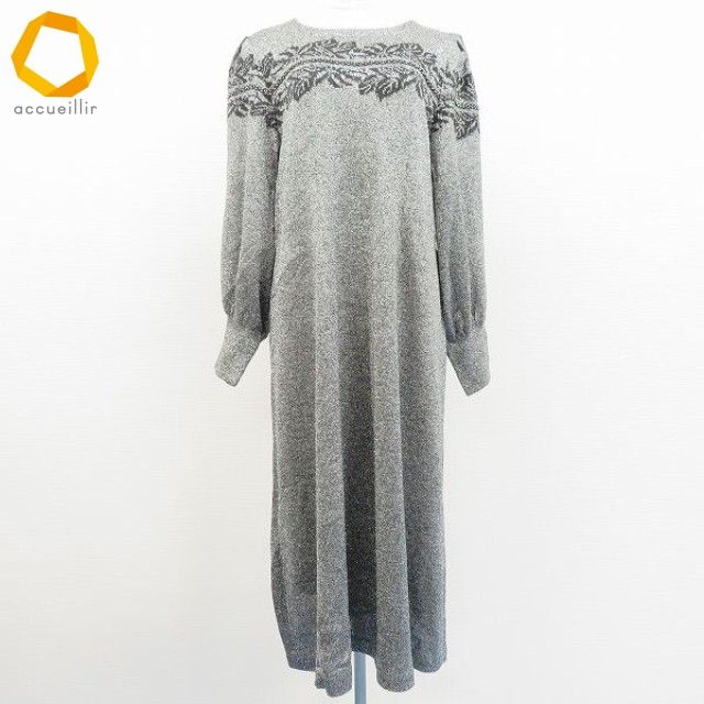 サイトウトヨコ 斉藤都世子 ニット ワンピース ロング 総ラメ ライン