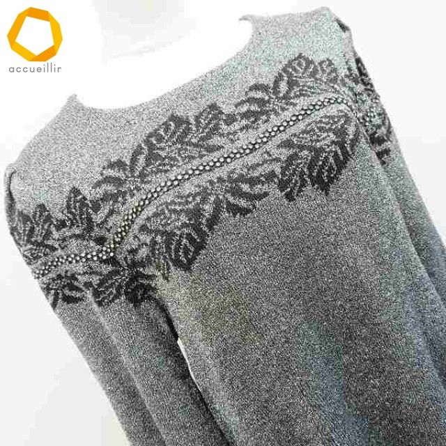 サイトウトヨコ 斉藤都世子 ニット ワンピース ロング 総ラメ ライン