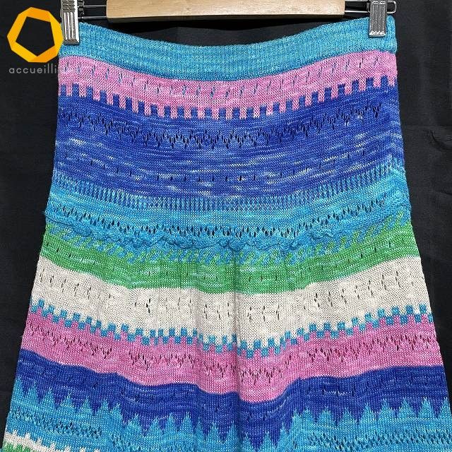 wnc モリオカサチコ 森岡幸子 スカート 青 ピンク 緑 ロング ニット