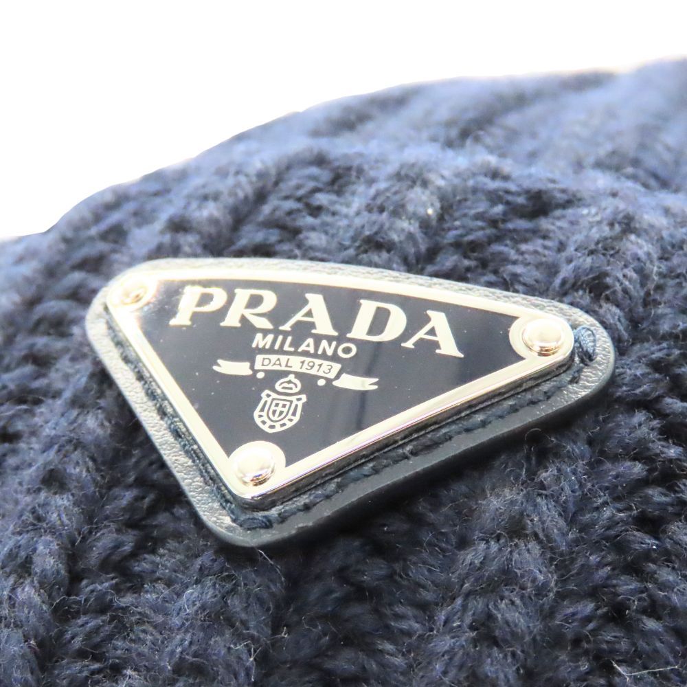 中古】PRADA プラダ ニット帽 ウールビーニー 2HC390 Sサイズ 57cm 紺