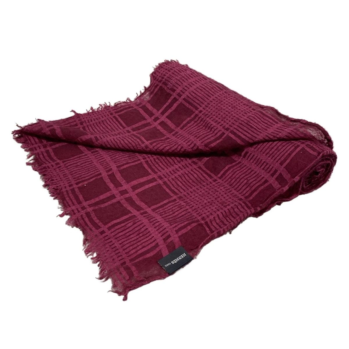 HERMES(エルメス) ストール(ショール) - ピンクボルドー チェック柄