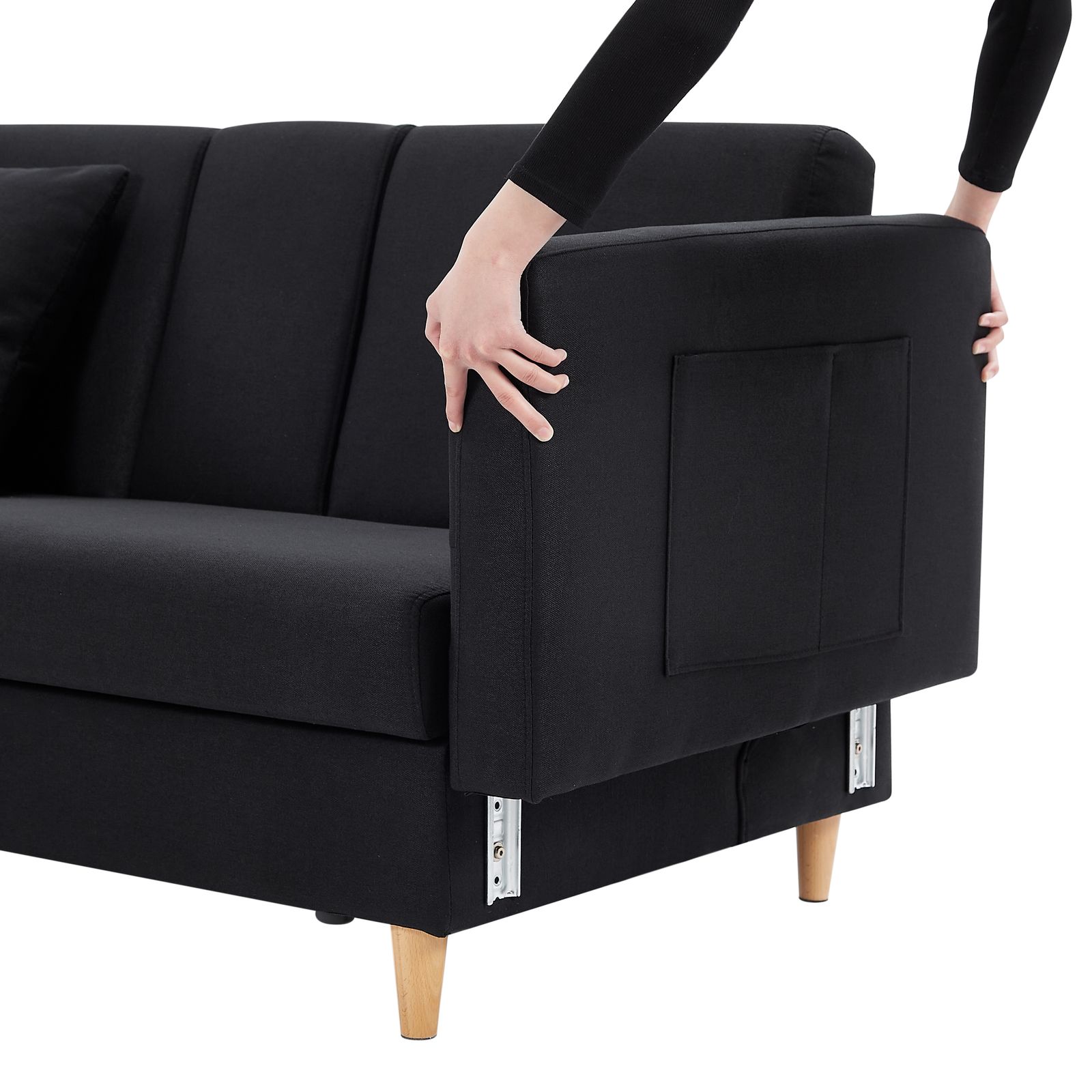 多機能ソファ 左右側とも取り付けるアームレスト