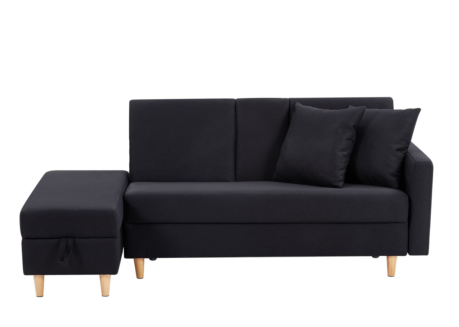  ソファ ソファーベッド カウチソファ 3人掛け オットマン付き 多機能ソファ 左右側とも取り付けるアームレスト たくさん収納 レイアウト自由 クッション2個 ブラック ペット可ソファ 2人掛け 3人掛けソファ ソファ ソファベッド