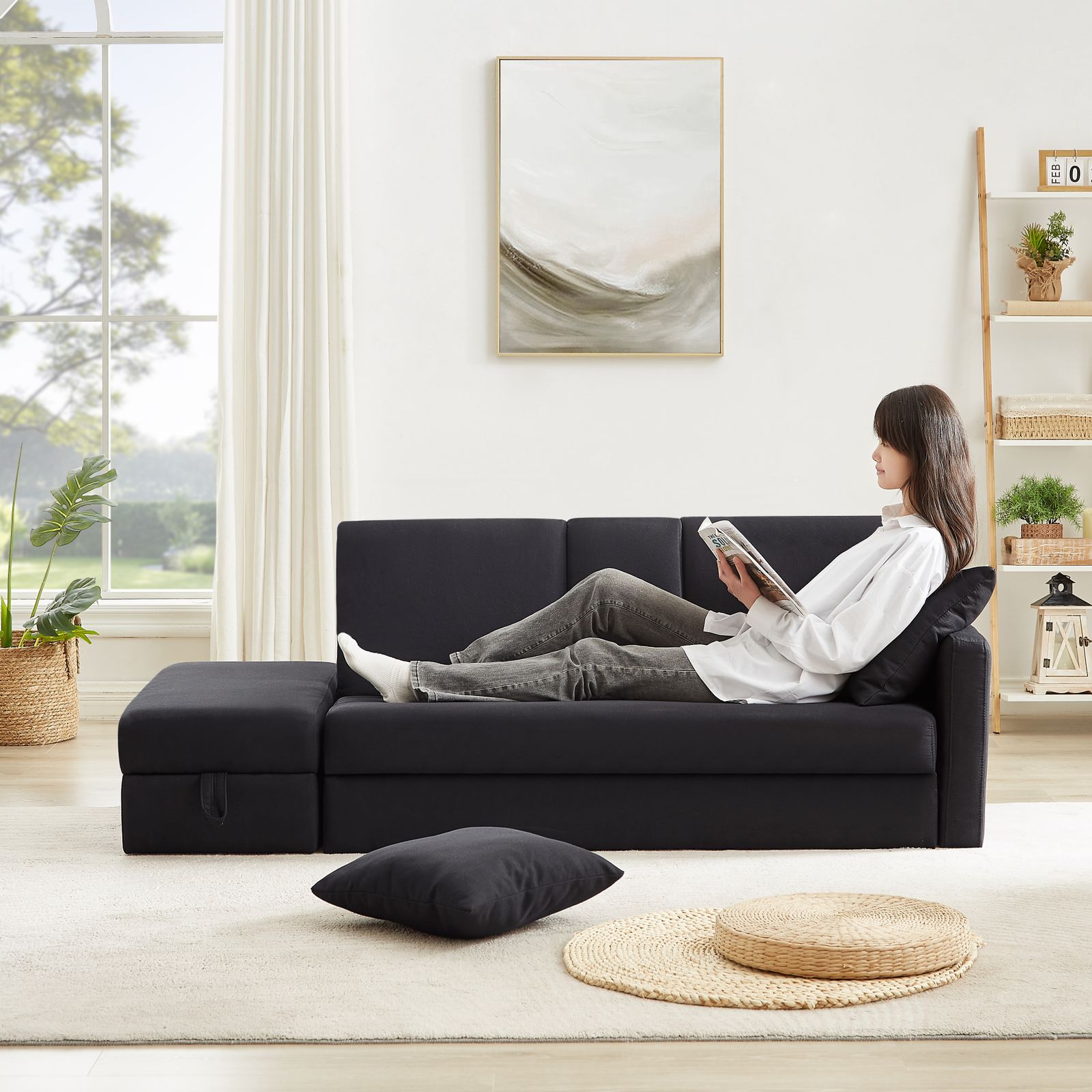 オットマン付き 多機能ソファ