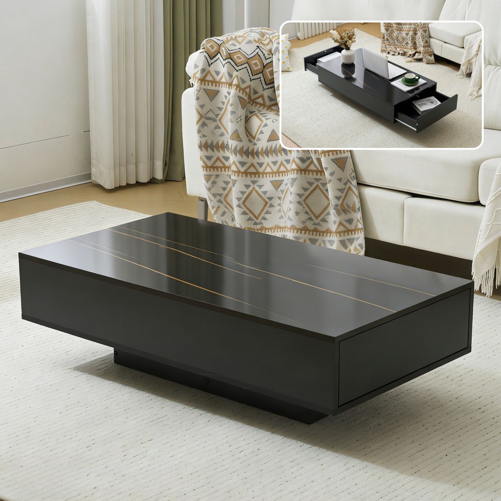 ローテーブル 収納付き テーブル センターテーブル 収納付きローテーブル 大容量 簡単開閉 パソコンテーブル 木製 組み立て簡単 収納テーブル おしゃれ コーヒーテー ブラック