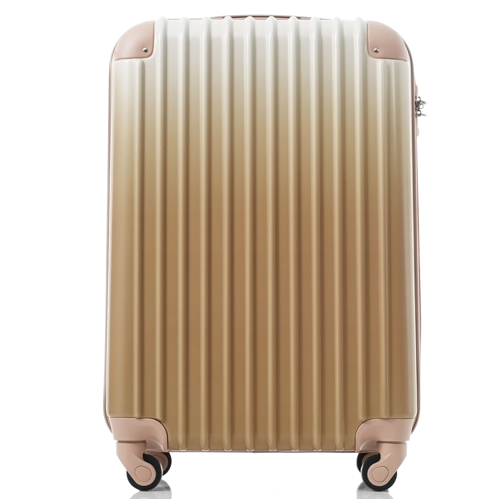 ベージュ+ブラウン スーツケース Sサイズ キャリーバッグ キャリー