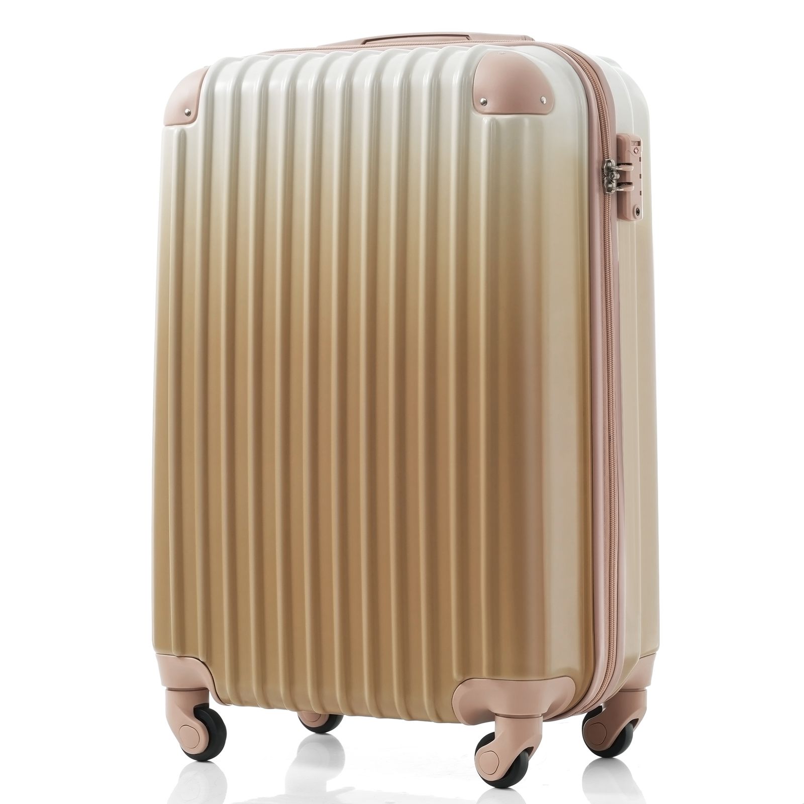 ベージュ+ブラウン スーツケース Sサイズ キャリーバッグ キャリー