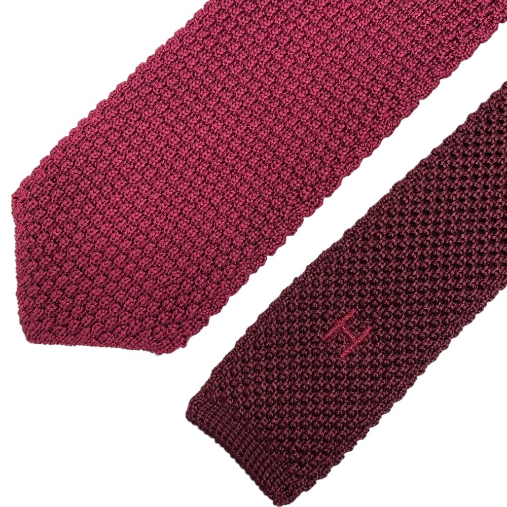 ♥ エルメ ネクタイ レギュラータイ アクセサリー ロゴ シルク Hロゴ ボルドー レッド系 ピンク HERMES 上品 洗練 感 エレガンス