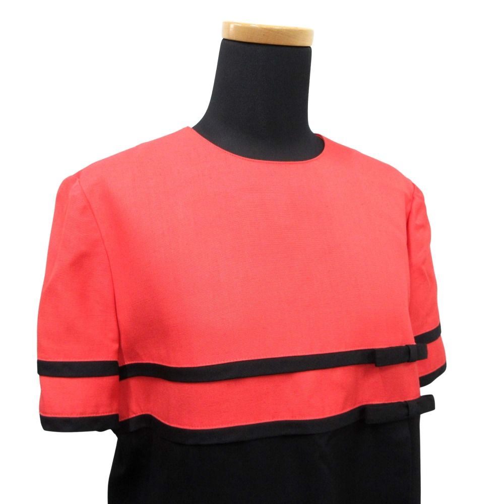 良品 miss ashida ミス アシダ バイカラー リボン ワンピース 切替