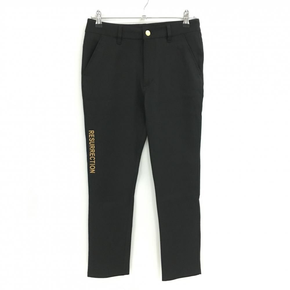 レザレクション パンツ 黒×ベージュ サイドロゴプリント ストレッチ レディース S ゴルフウェア Resurrection