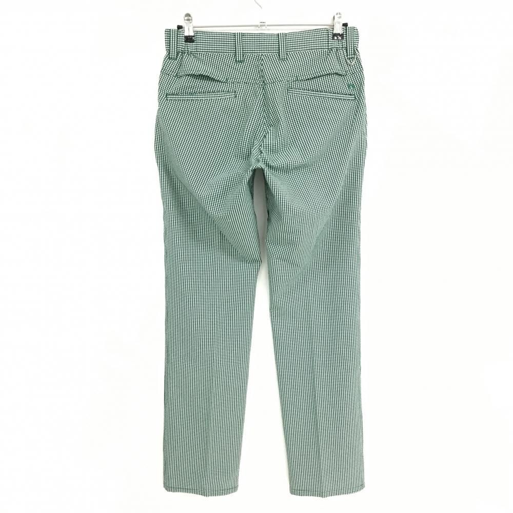 超美品】アダバット パンツ 白×グリーン チェック柄 サッカー生地