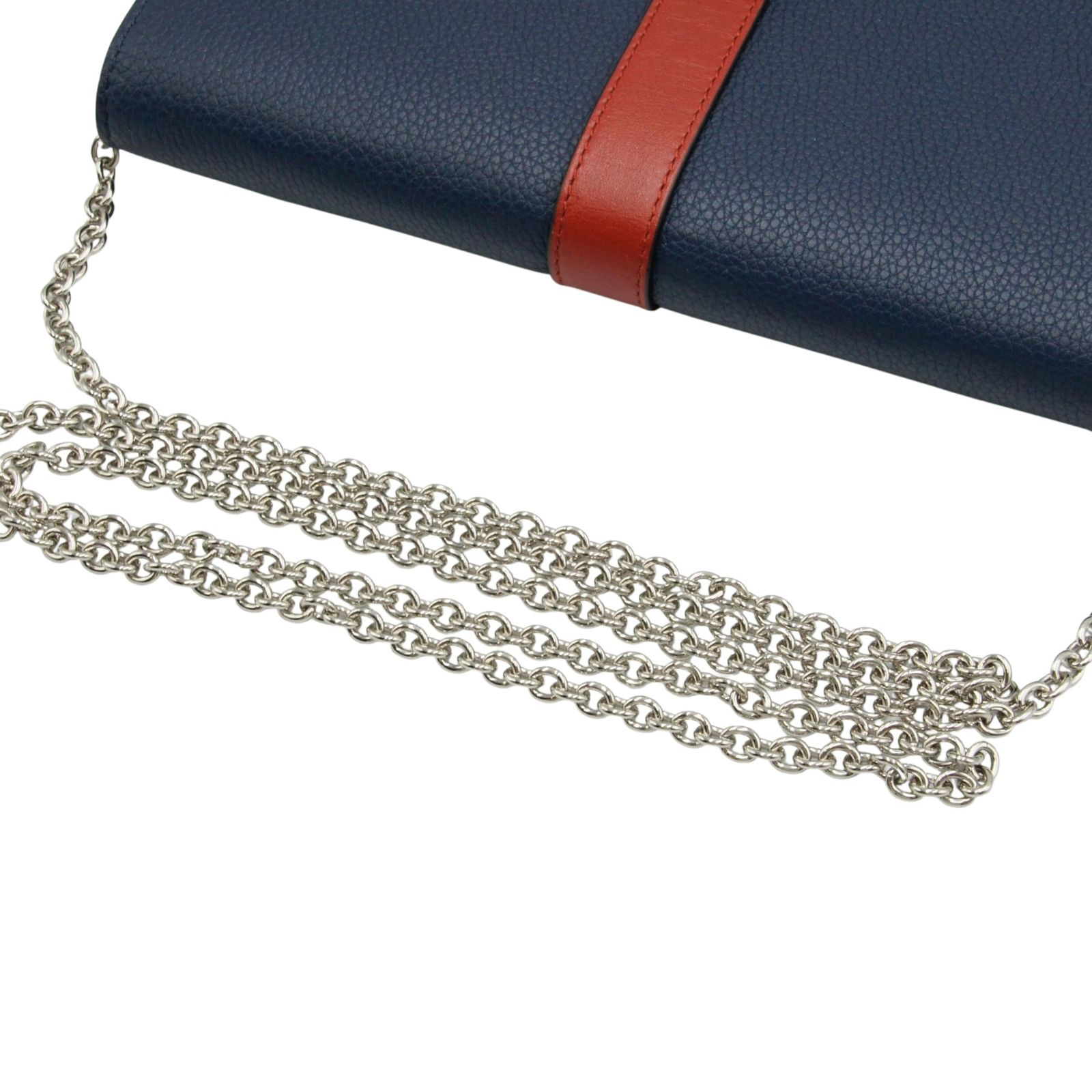LOEWE ネイビー レッド 長財布 チェーンウォレット ロエベ ネイビー 長財布 チェーンウォレット レッド レザー アナグラム