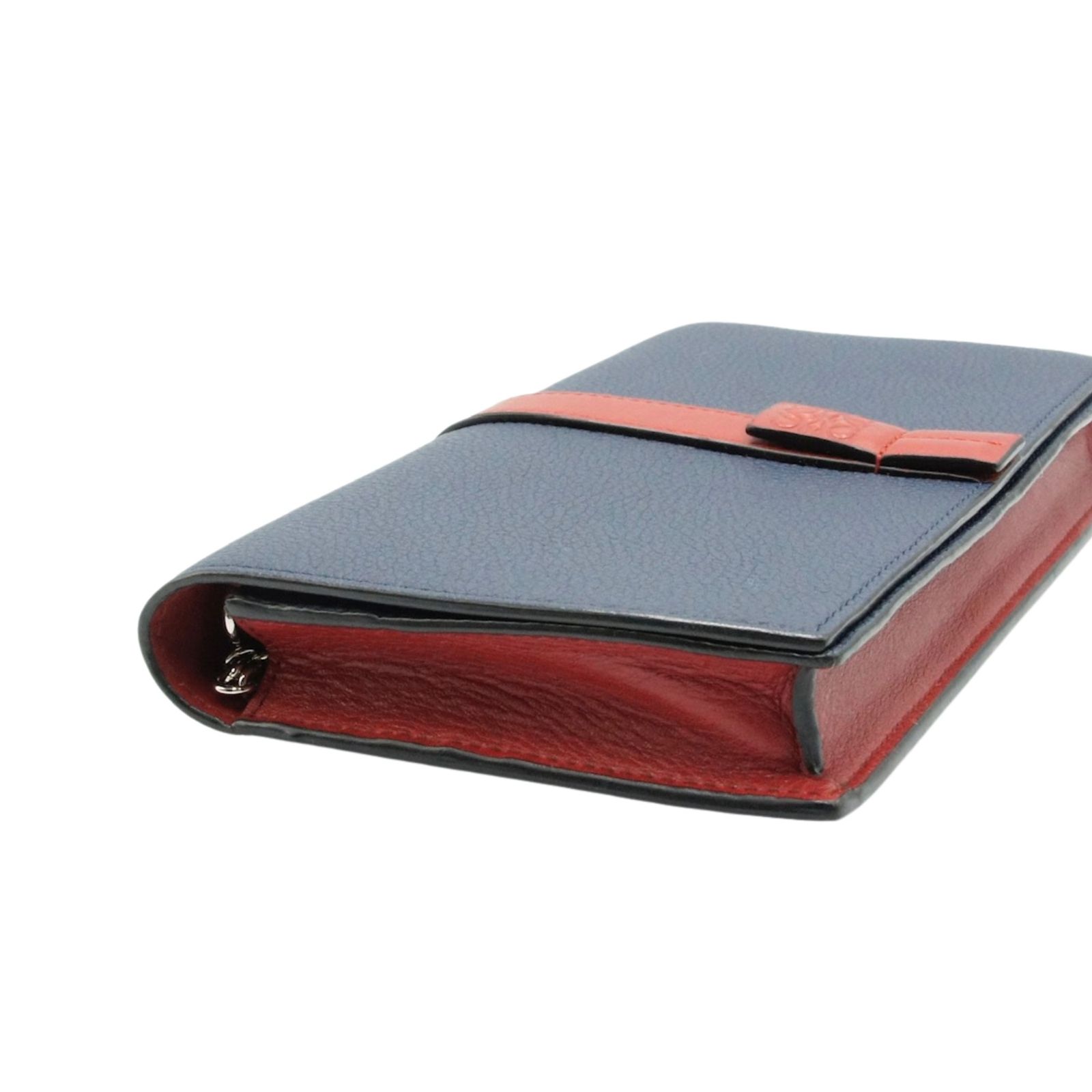 LOEWE ネイビー レッド 長財布 チェーンウォレット ロエベ ネイビー 長財布 チェーンウォレット レッド レザー アナグラム