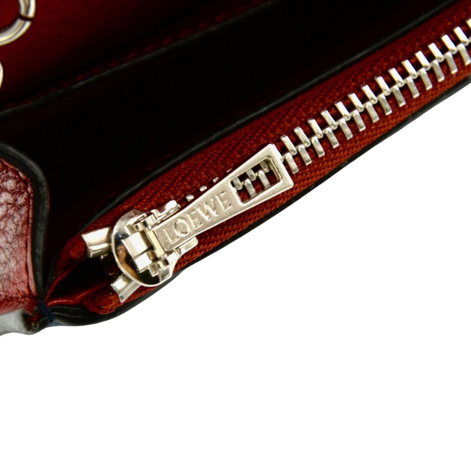 LOEWE ネイビー レッド 長財布 チェーンウォレット ロエベ ネイビー 長財布 チェーンウォレット レッド レザー アナグラム