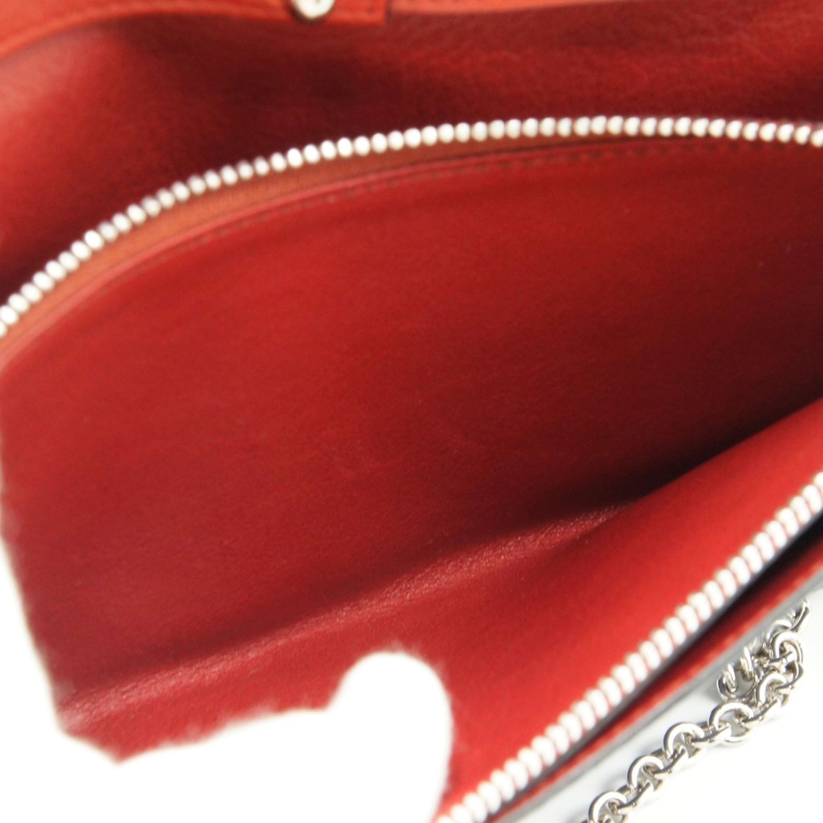 ロエベ ネイビー 長財布 チェーンウォレット レッド レザー アナグラム