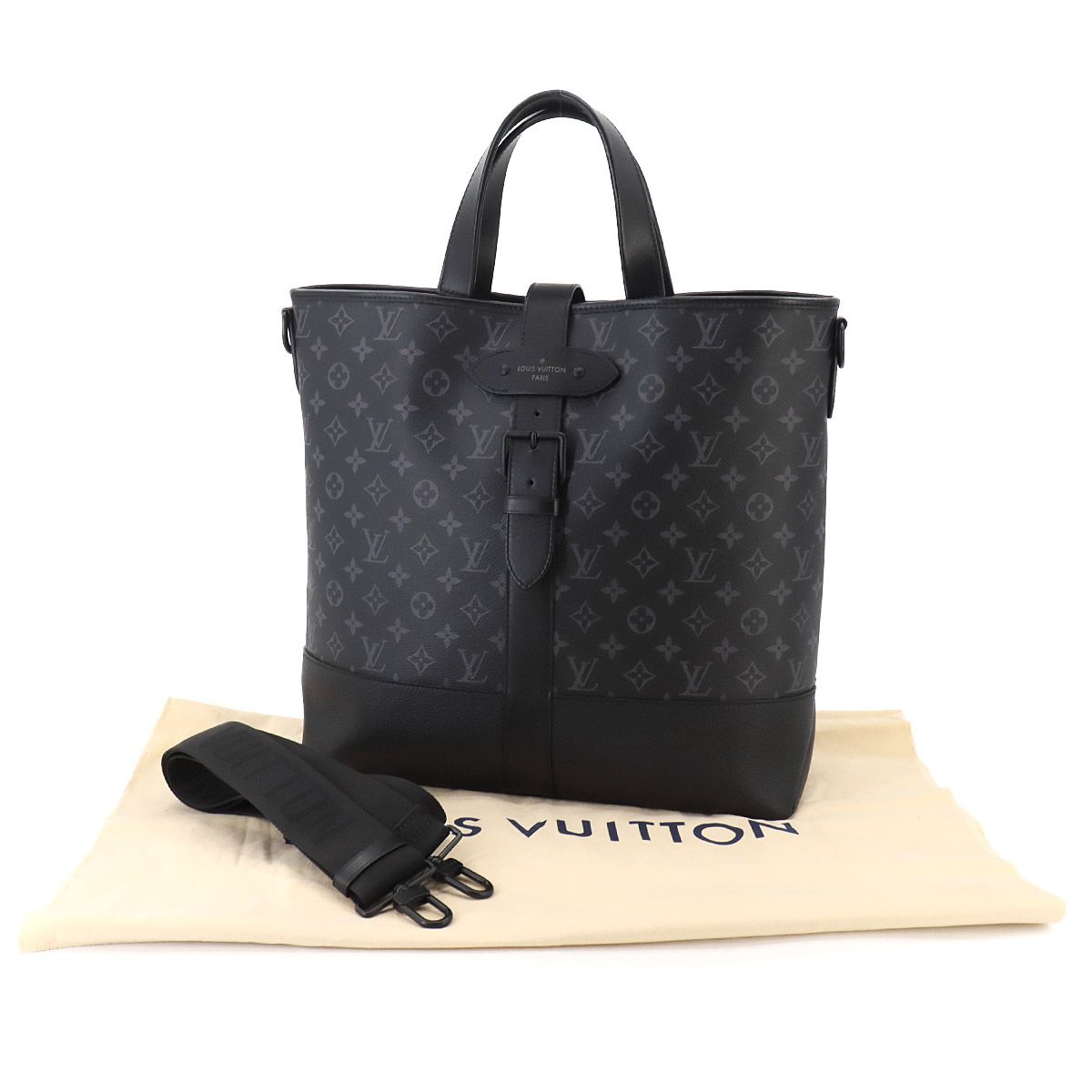 ルイ ヴィトン LOUIS VUITTON モノグラム エクリプス ソミュール 2 way トート ショルダー バッグ ブラック M 45914