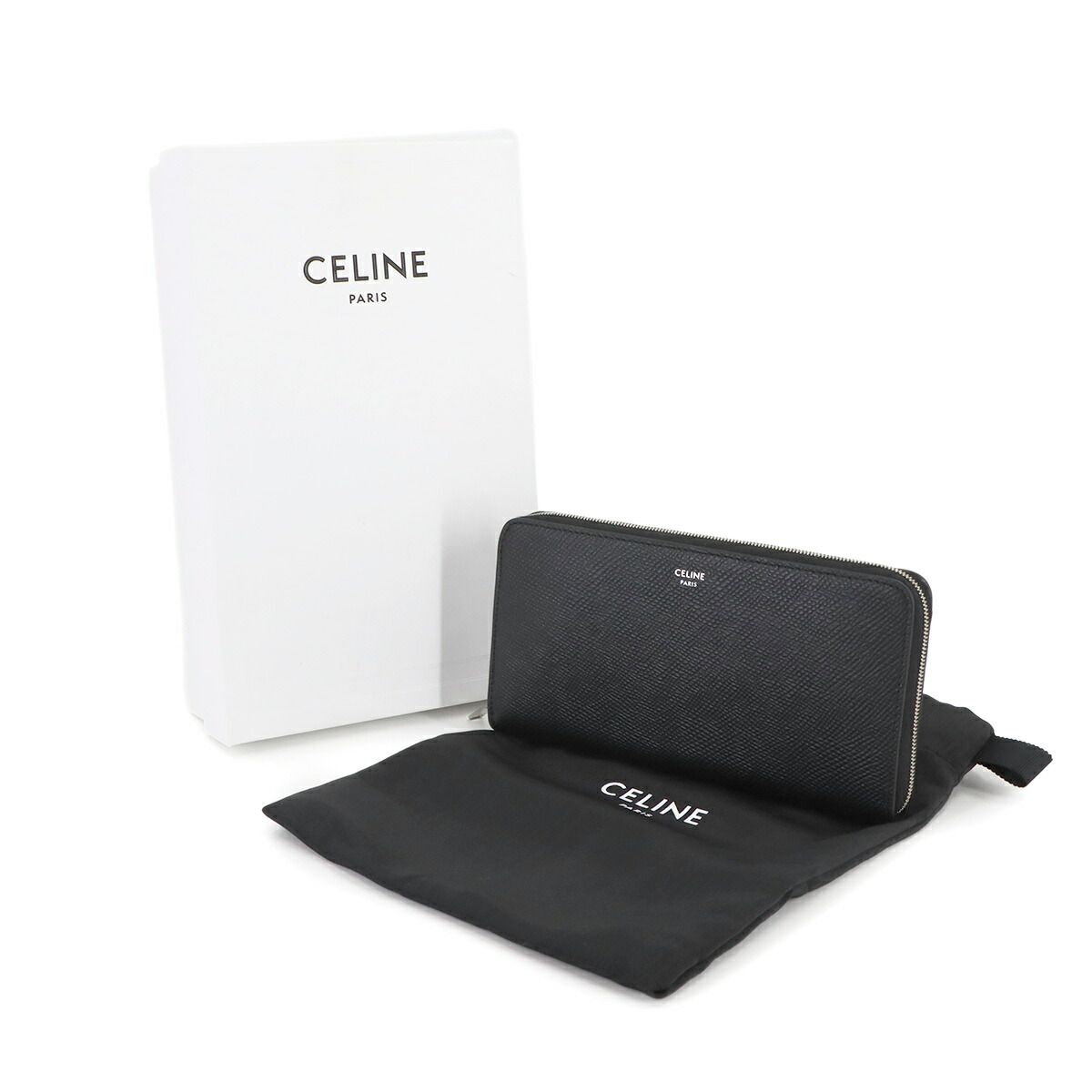 CELINE ラウンド ケース ブラック 新品同様 セリーヌ CELINE ラウンドファスナー 長財布 レザー ブラック