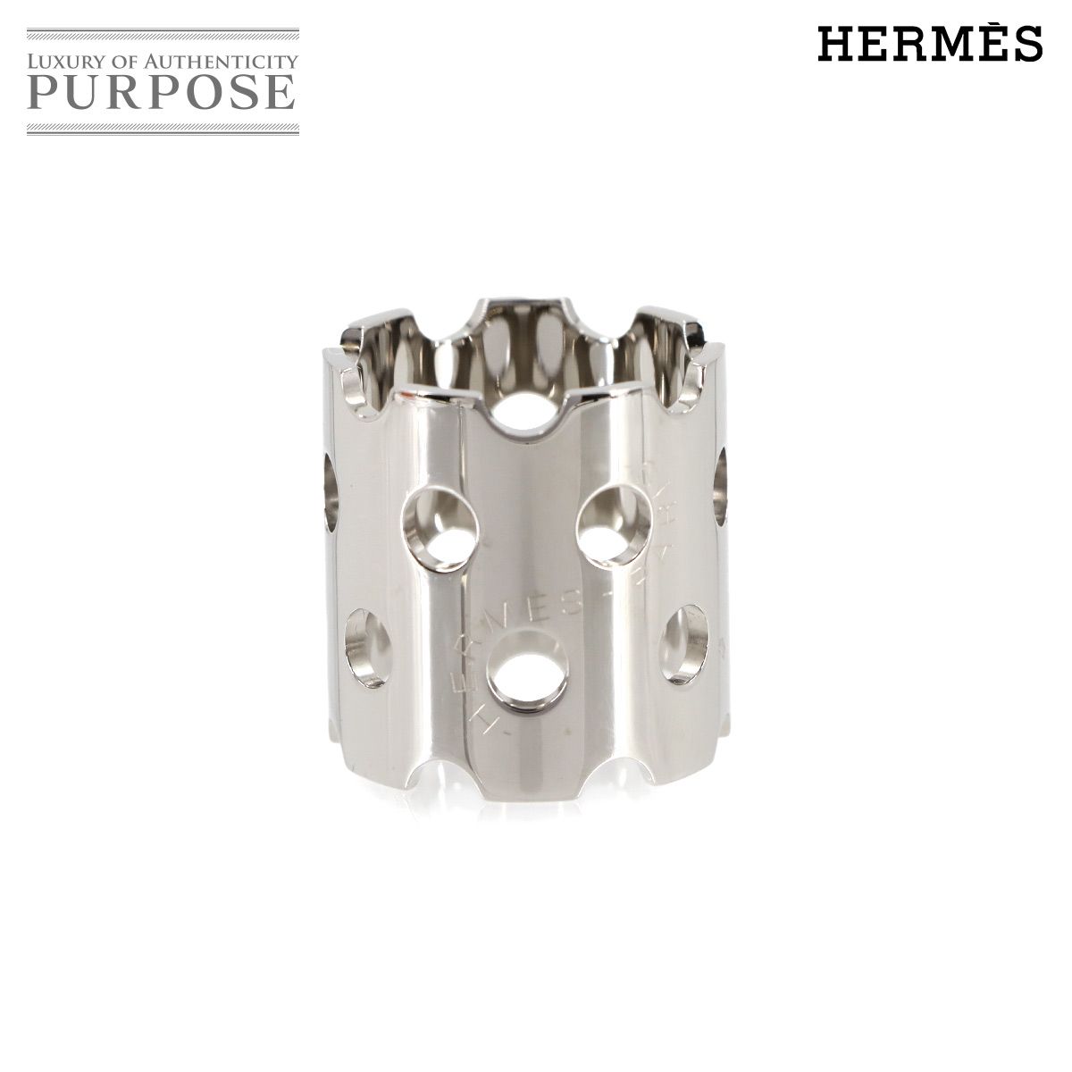 未使用 展示品 エルメス HERMES スカーフリング パンチング シルバー