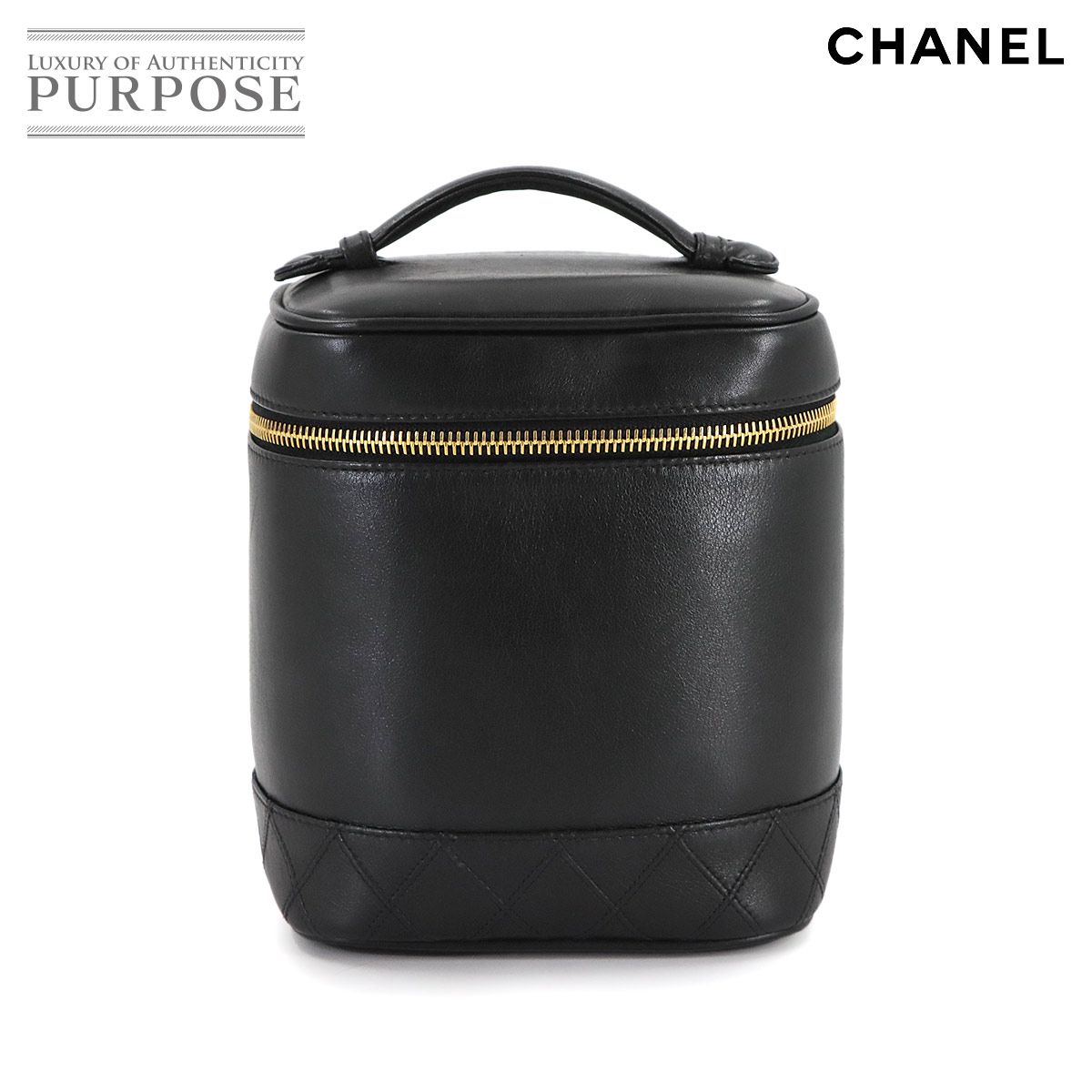 シャネル CHANEL ビコローレ バニティ ハンド バッグ レザー ブラック A 01619 ゴールド 金具 ヴィンテージ Bicolore Vanity