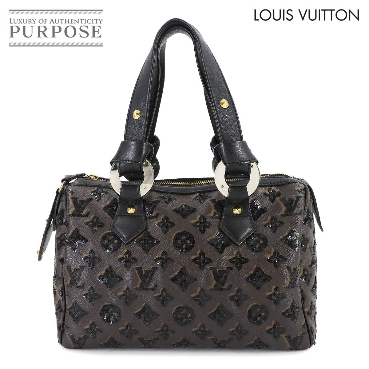 ルイ ヴィトン LOUIS VUITTON モノグラム エクリプス スピーディ 30 ハンド バッグ ブラウン スパンコール