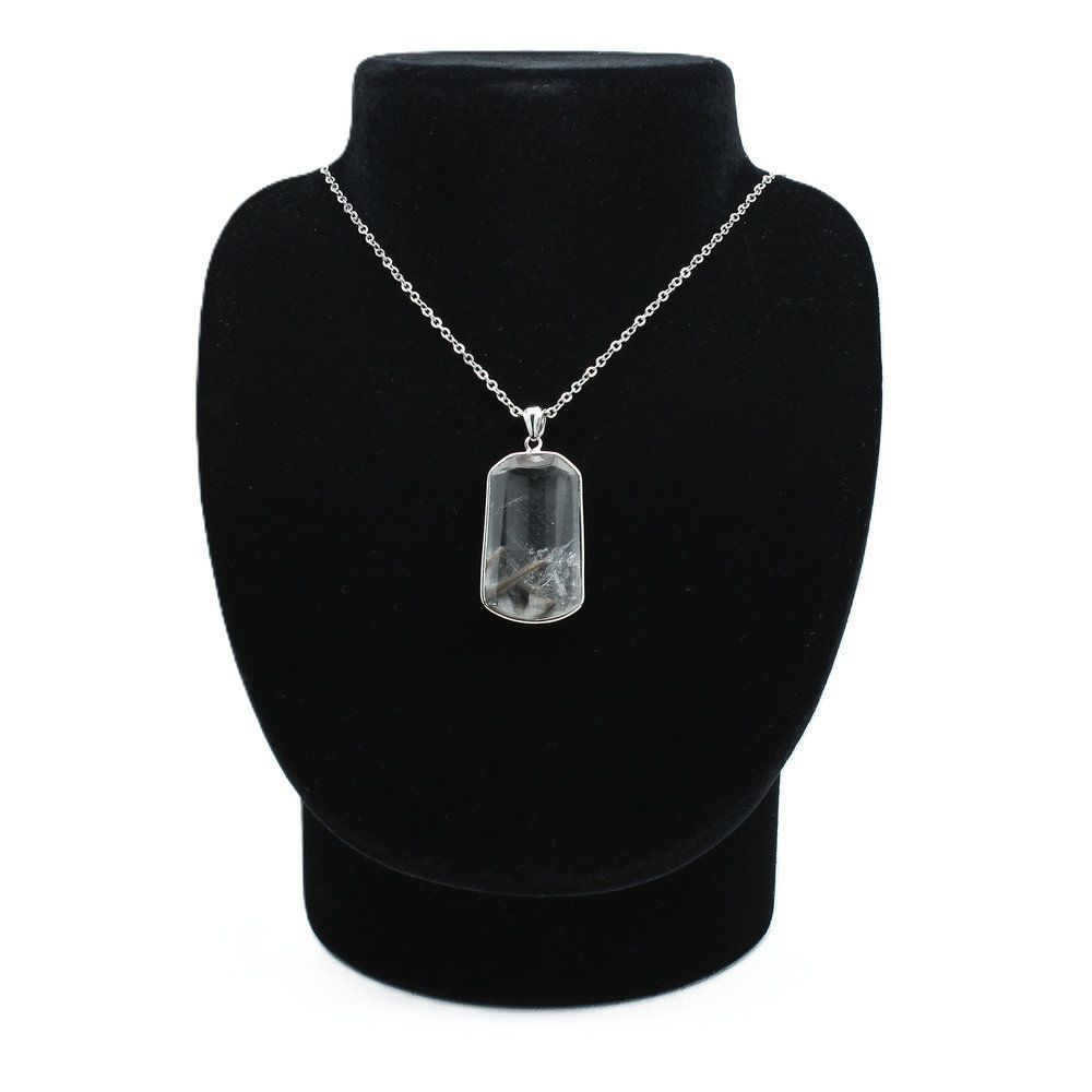 1点物 入荷困難ドックタグ型 ブルッカイト プラチナルチルクォーツ ネックレス チェーン付＆ケース付 Silver 925｜ghrpnt 4 天然石 約11 g｜プレゼントにも お守り メンズ レディース｜ 京海堂 天然石の卸 京の蔵