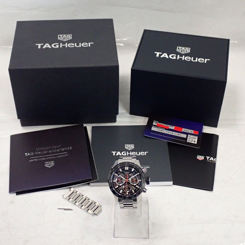 Th 667431 タグホイヤー 腕時計 カレラ ホイヤー02 クロノグラフ CBG 2010-0 自動巻き SS スケルトン文字盤 メンズ TAG HEUER