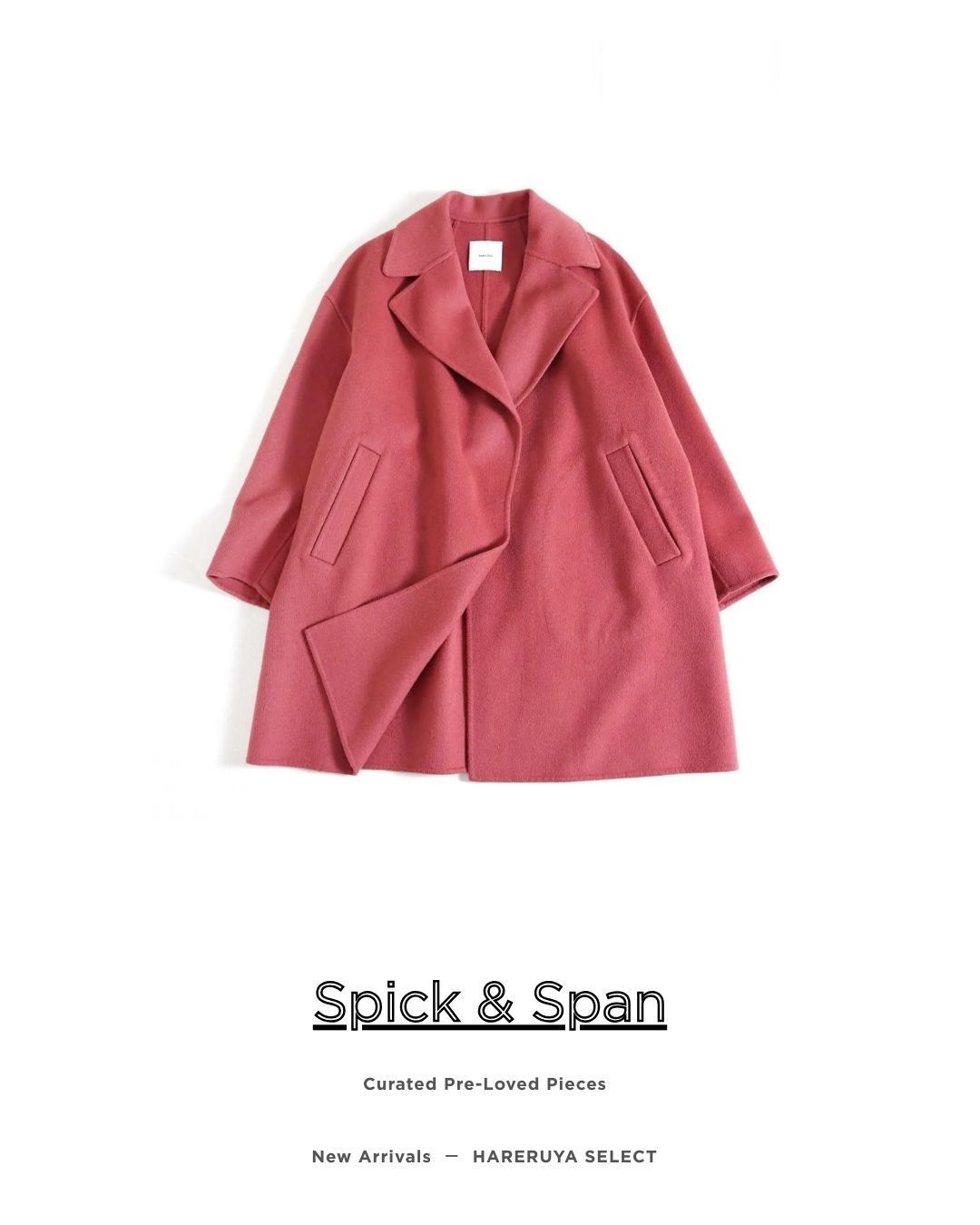 350 y*定3.8万 スピック＆スパン Spick - Span Wフェイス ミドル丈 ルーズコート ピンクベリー M