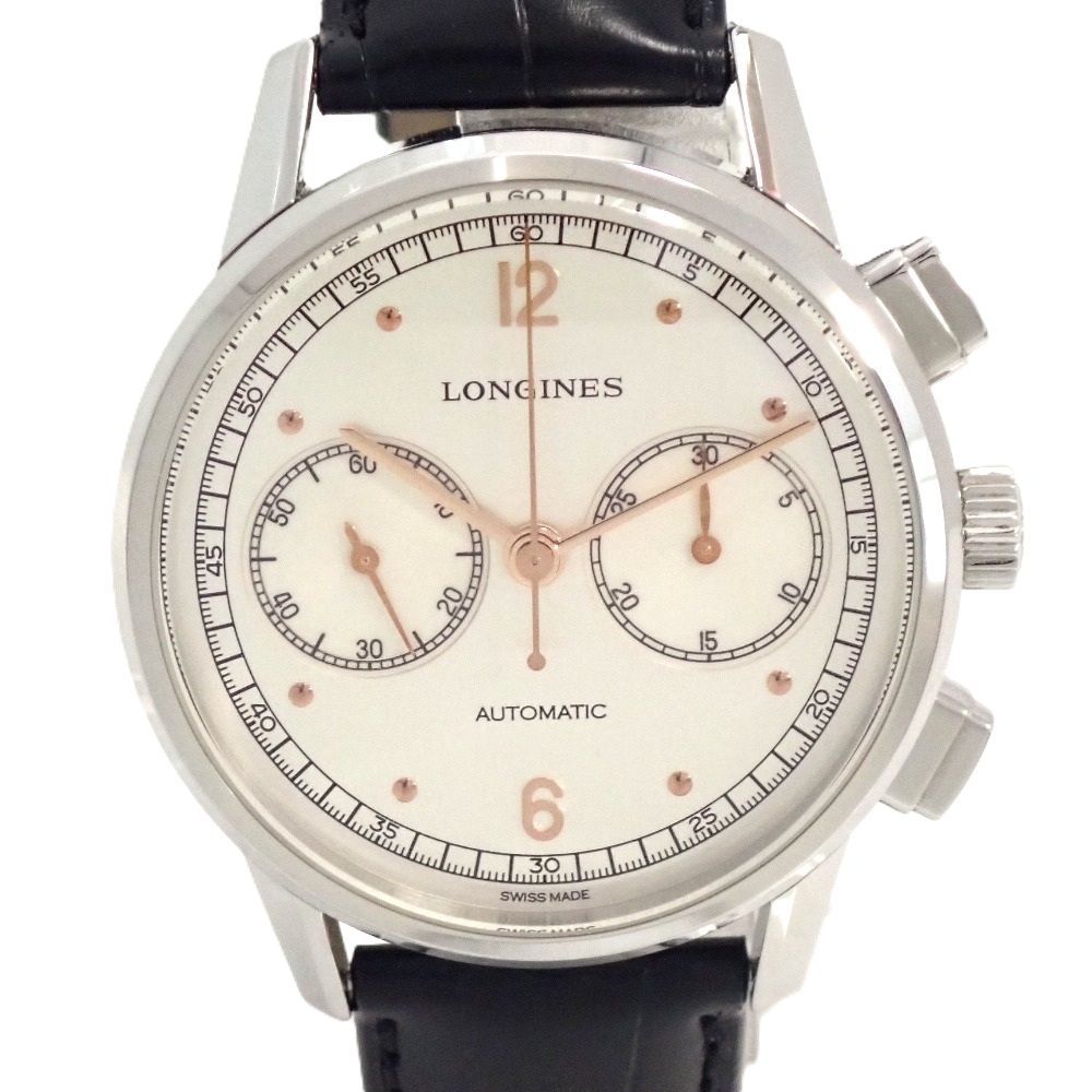 Th 667921 ロンジン 腕時計 ヘリテージ クロノグラフ 1940 L 2.814.4 自動巻き SS 革ベルト メンズ LONGINES