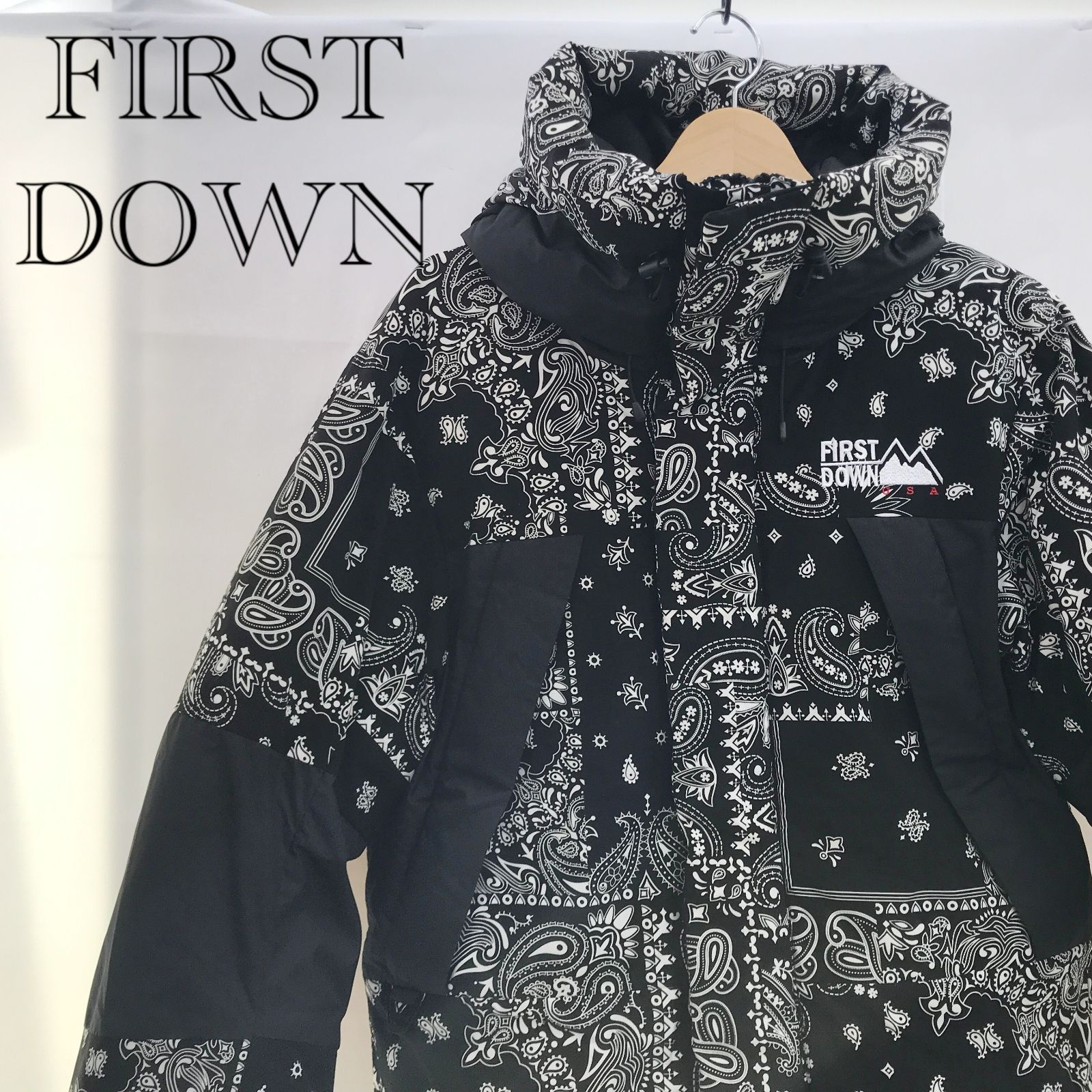 FIRST DOWN FREAK S STORE 別注 ファーストダウン フリークスストア 203-1501 バンダナ ショートダウン ペイズリー ブラック系 メンズ ファッション