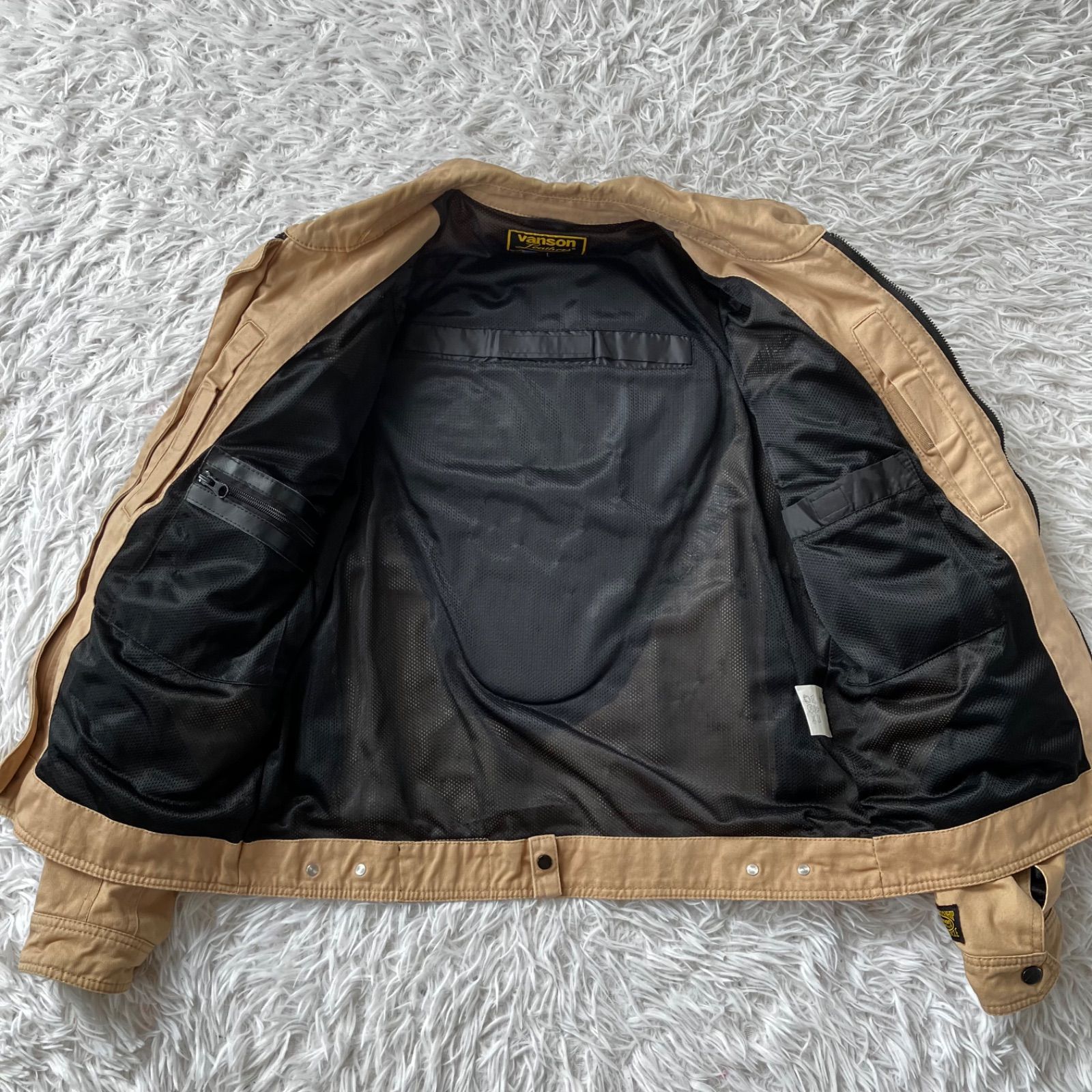 状態良 Vanson バイク用ジャケット バンソン 安全パッド入り Lサイズ