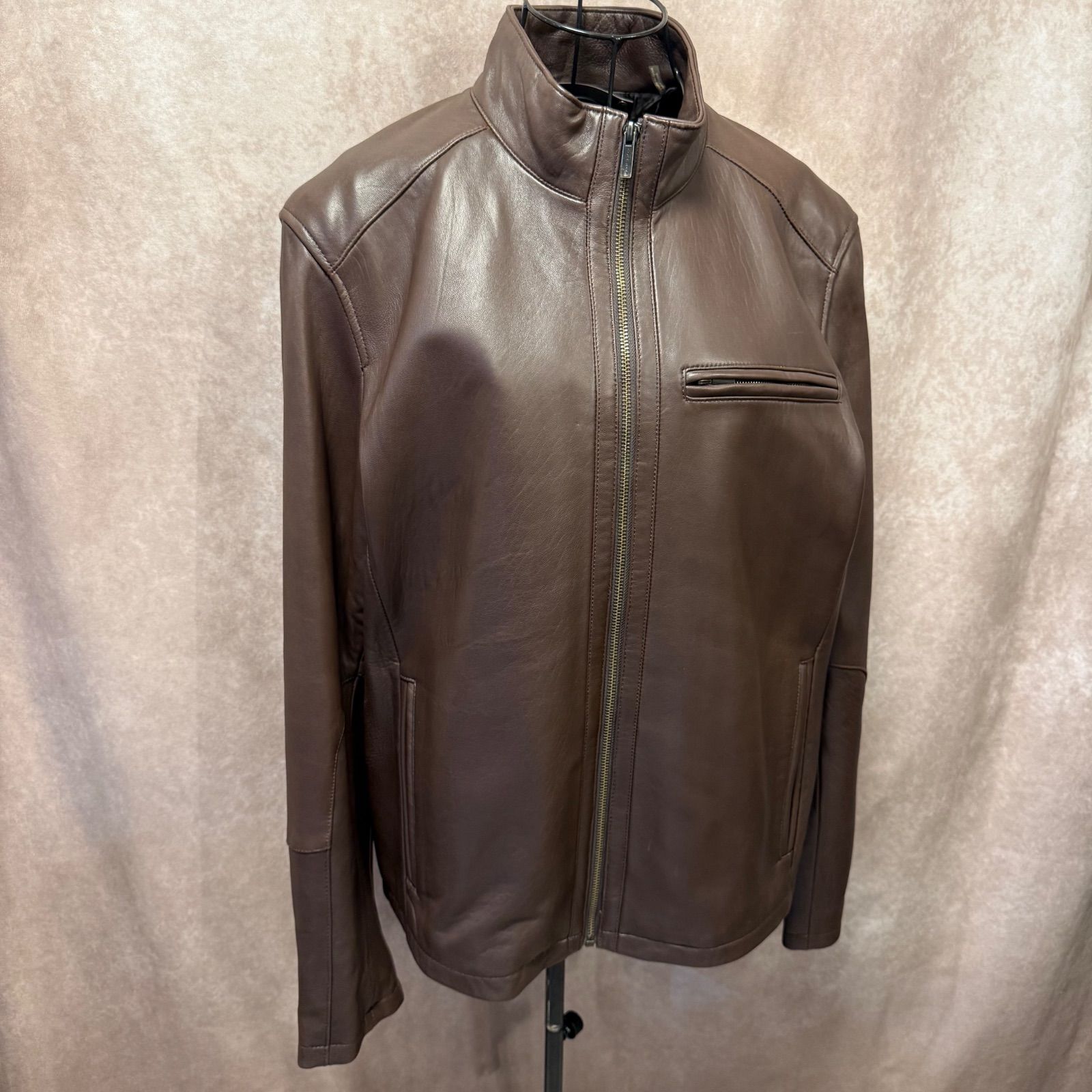✨COLE HAAN コールハーン レザージャケット ブラウン 本革 シングル