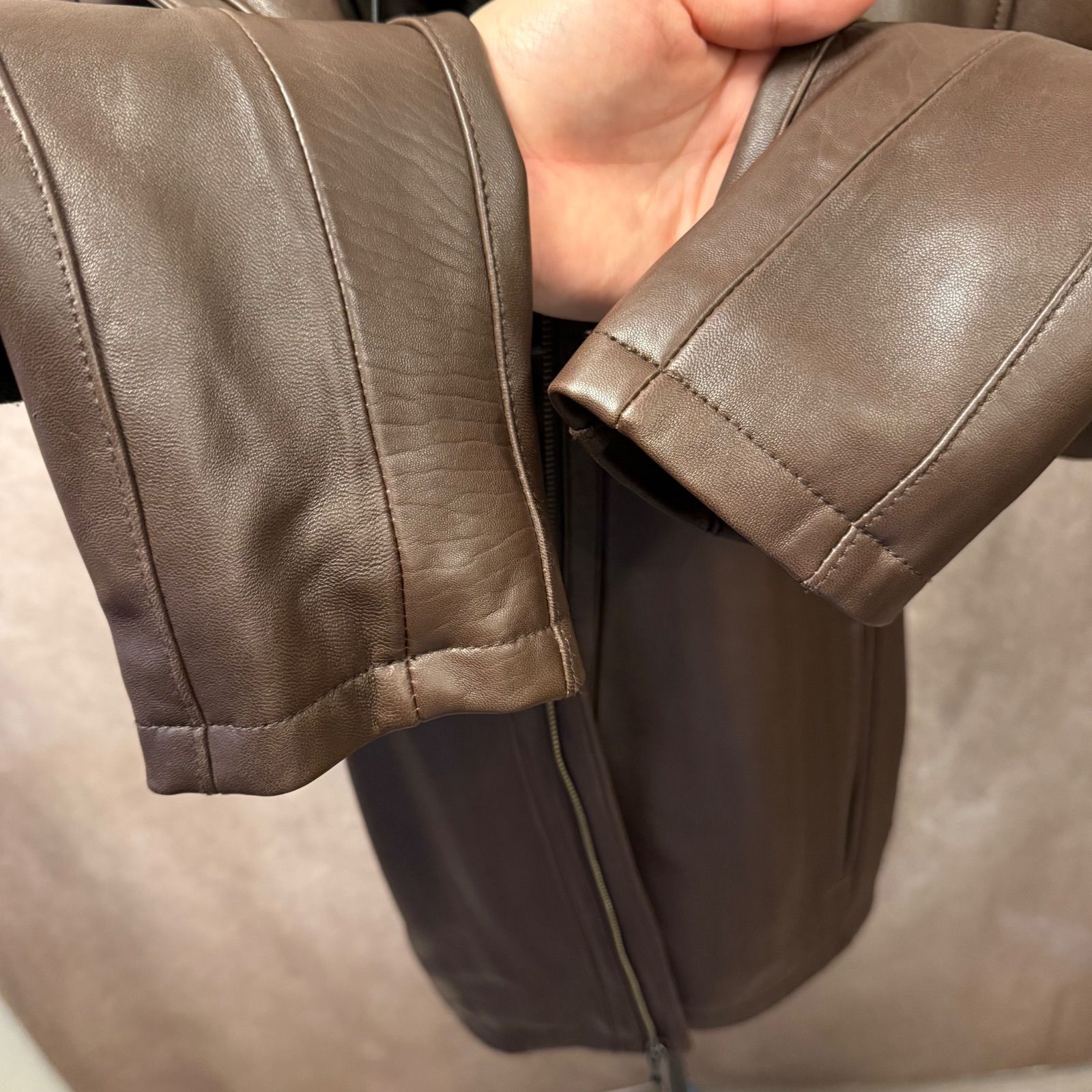 ✨COLE HAAN コールハーン レザージャケット ブラウン 本革 シングル