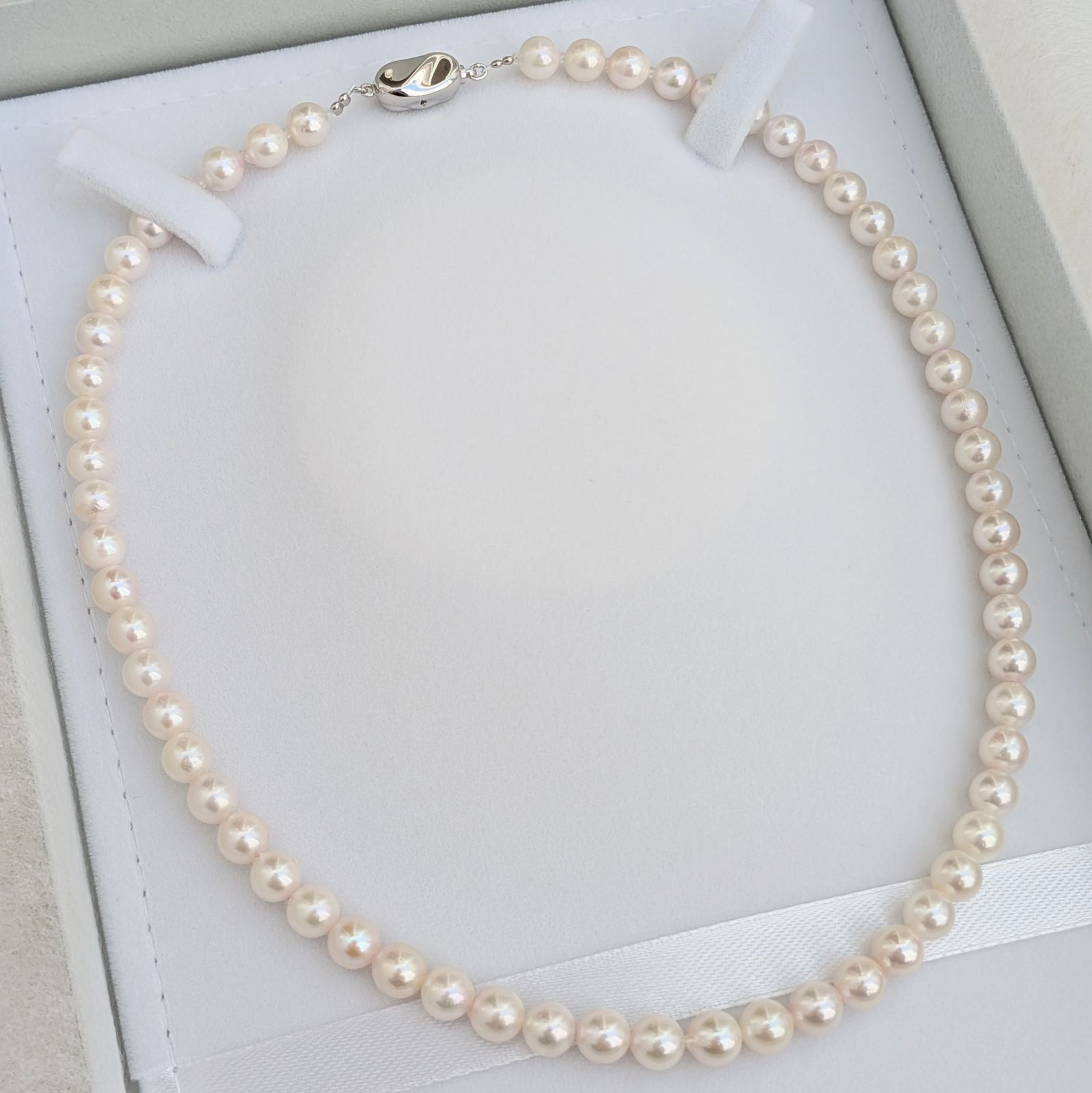 極美品】 あこやパール ネックレス 6.5～7mm 43cm シルバー 照りがいい 
