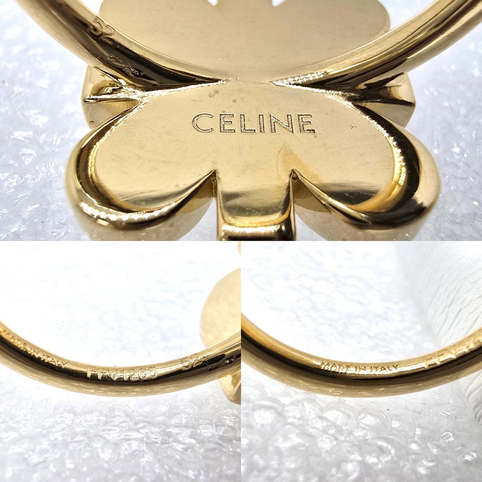 CELINE セリーヌ デイジー リング 52 約12号 ストラス ゴールド
