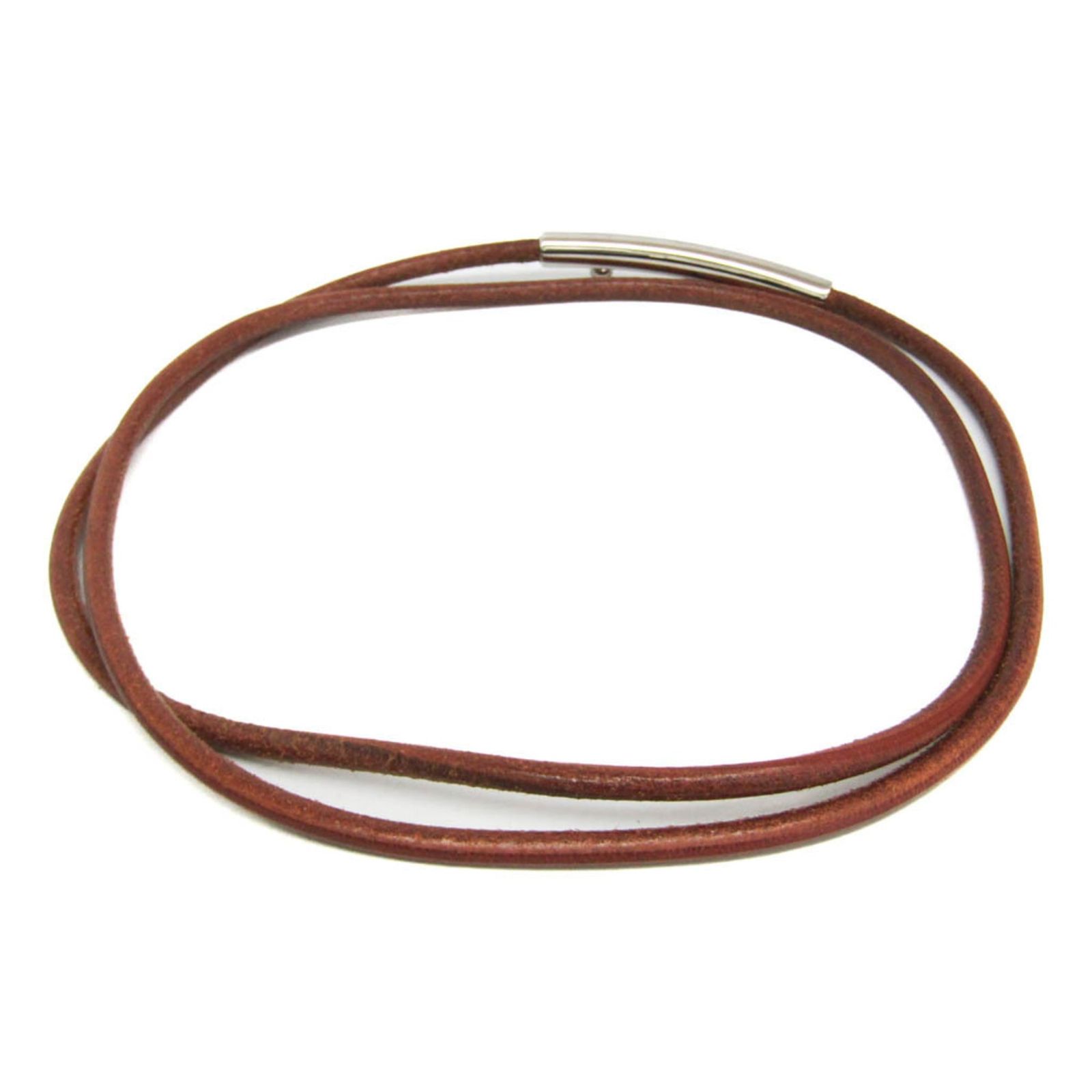 エルメス Hermes レディース メンズ レザー チェーンベルト ブラウン シルバー