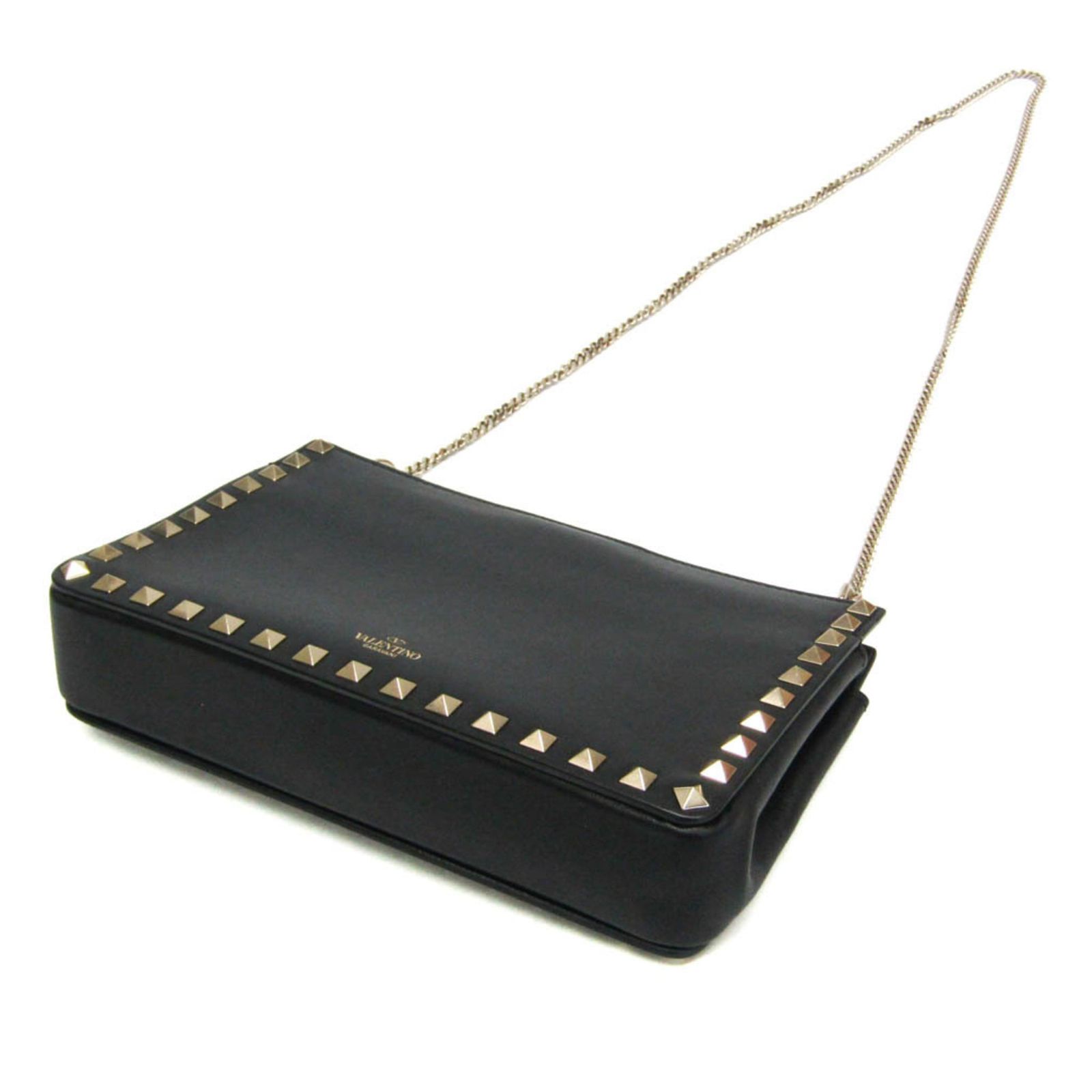 ヴァレンティノ ガラヴァーニ Valentino Garavani ロックスタッズ チェーンショルダーバッグ レディース レザー クラッチバッグ ショルダーバッグ ブラック クラッチバッグ バッグ レディース