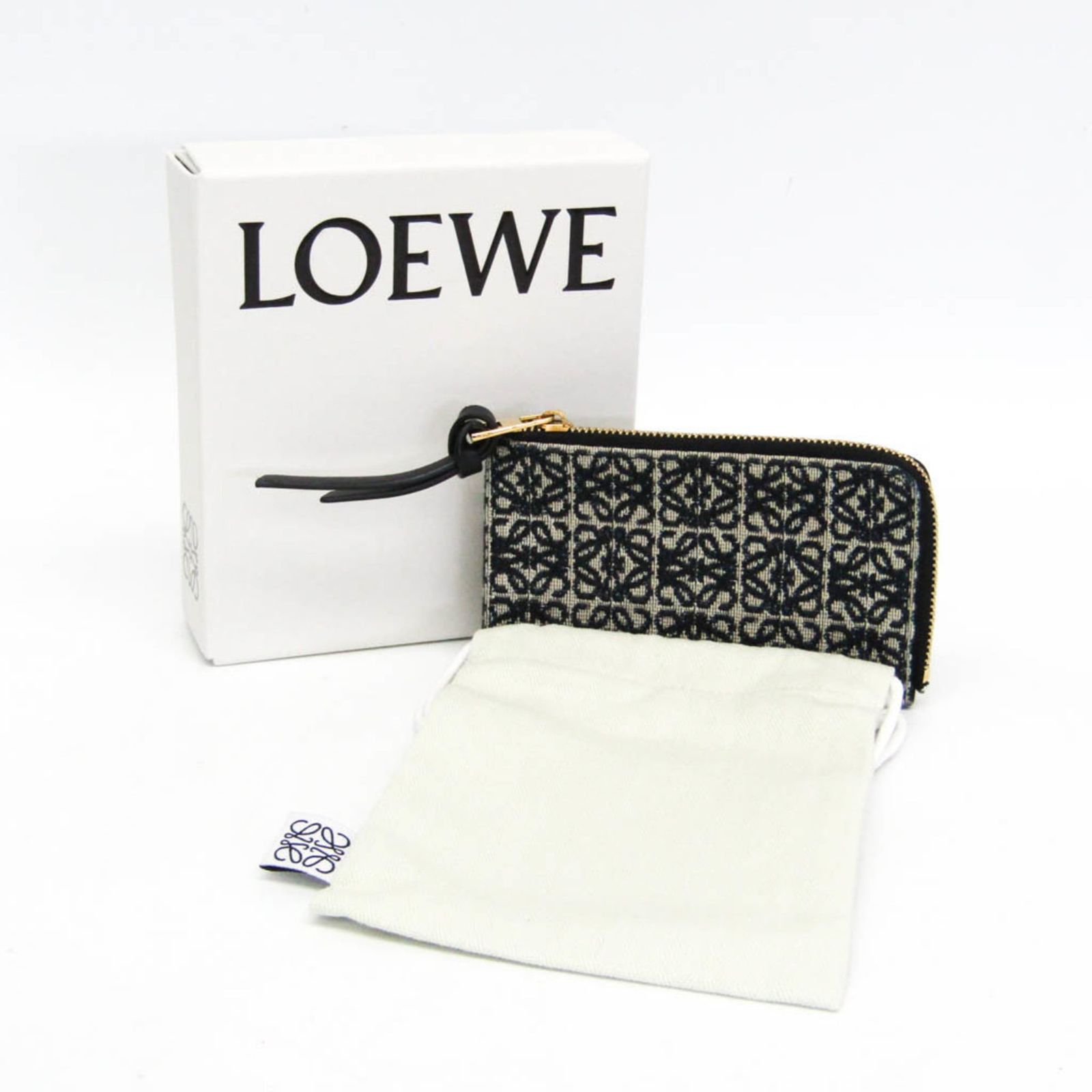 ロエベ Loewe アナグラム コインカードホルダー フラグメントケース レディース レザー コットンキャンバス 小銭入れ コインケース ブラック ライトベージュ
