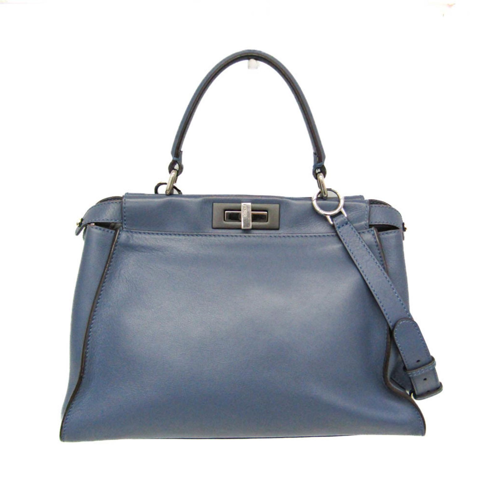 フェンディ Fendi ピーカブー 8 BN 290 レディース レザー ハンドバッグ ショルダーバッグ ブルー