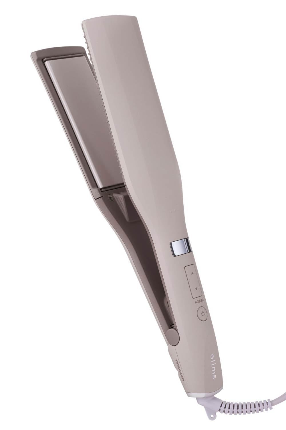 テスコム ヘアアイロン ストレートアイロン プロテクトイオン ワイドプレート 40 mm 80～200℃ 海外対応 温度調整|ロック|メモリー 自動OFF ラク抜きプラグ elims est サンドベージュ TS 750 A-C
