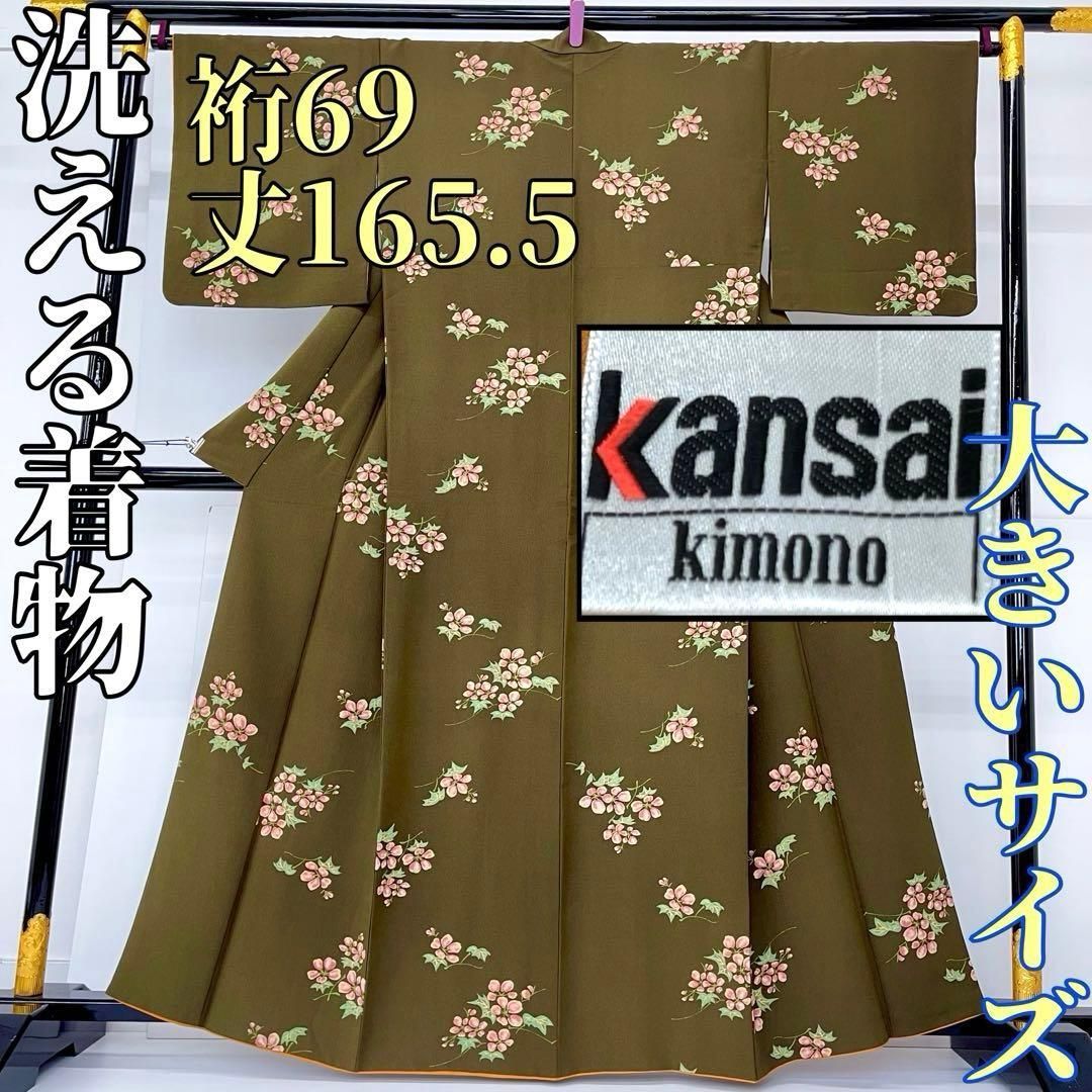 着物と帯 時流 ポ241059◆洗える着物 小紋◆kansai 大きいサイズ