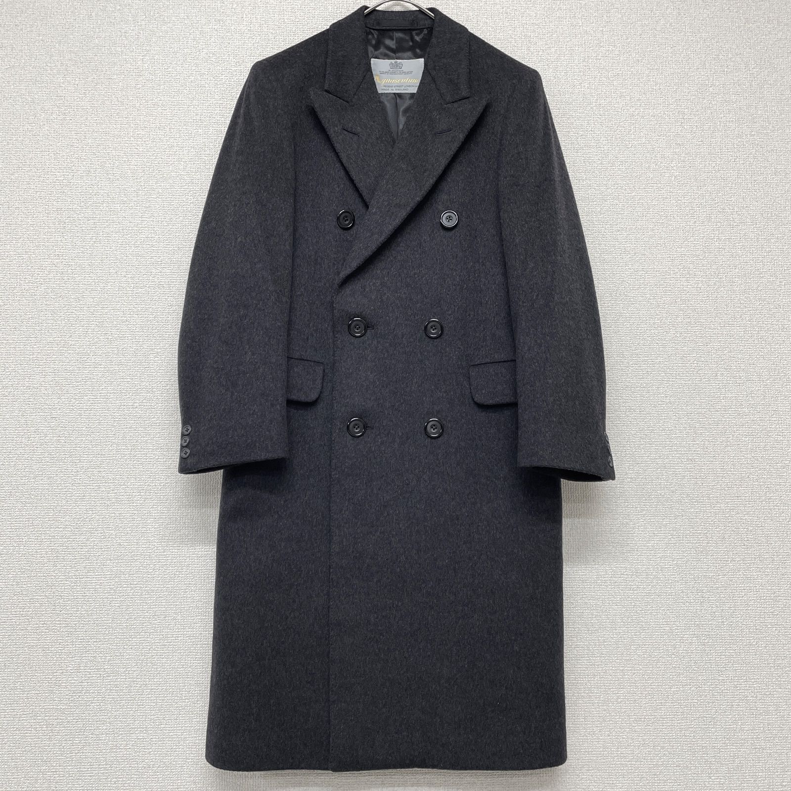 【美品】 アクアスキュータム　ダブル　チェスターコート　カシミヤ　グレー Aquascutum アクアスキュータム チェスターコート ロング ダブル