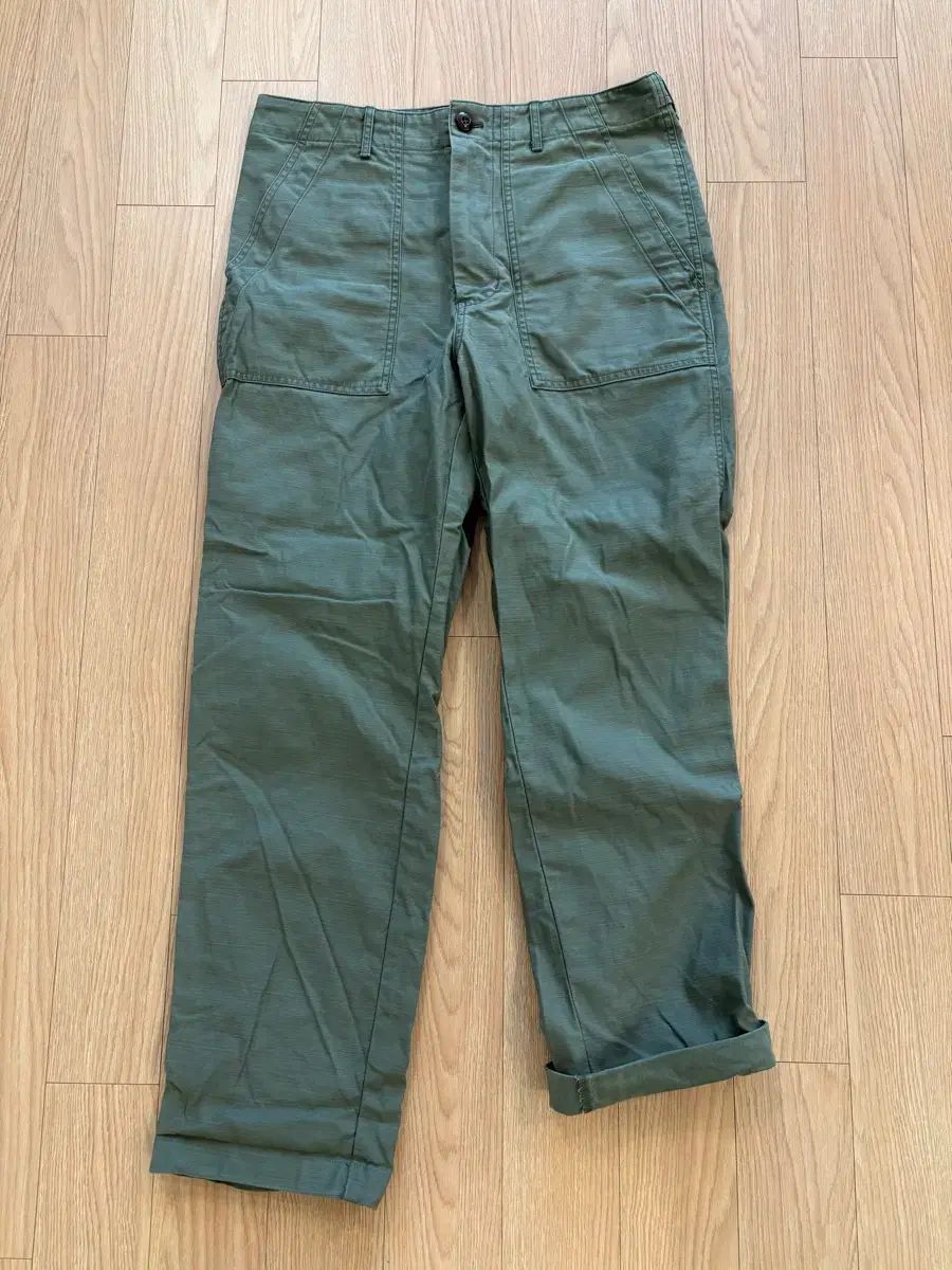 パンツ バッグ サテン ファティーグ ワンウォッシュ デニム 46 サイズ そう丈 補修 完了