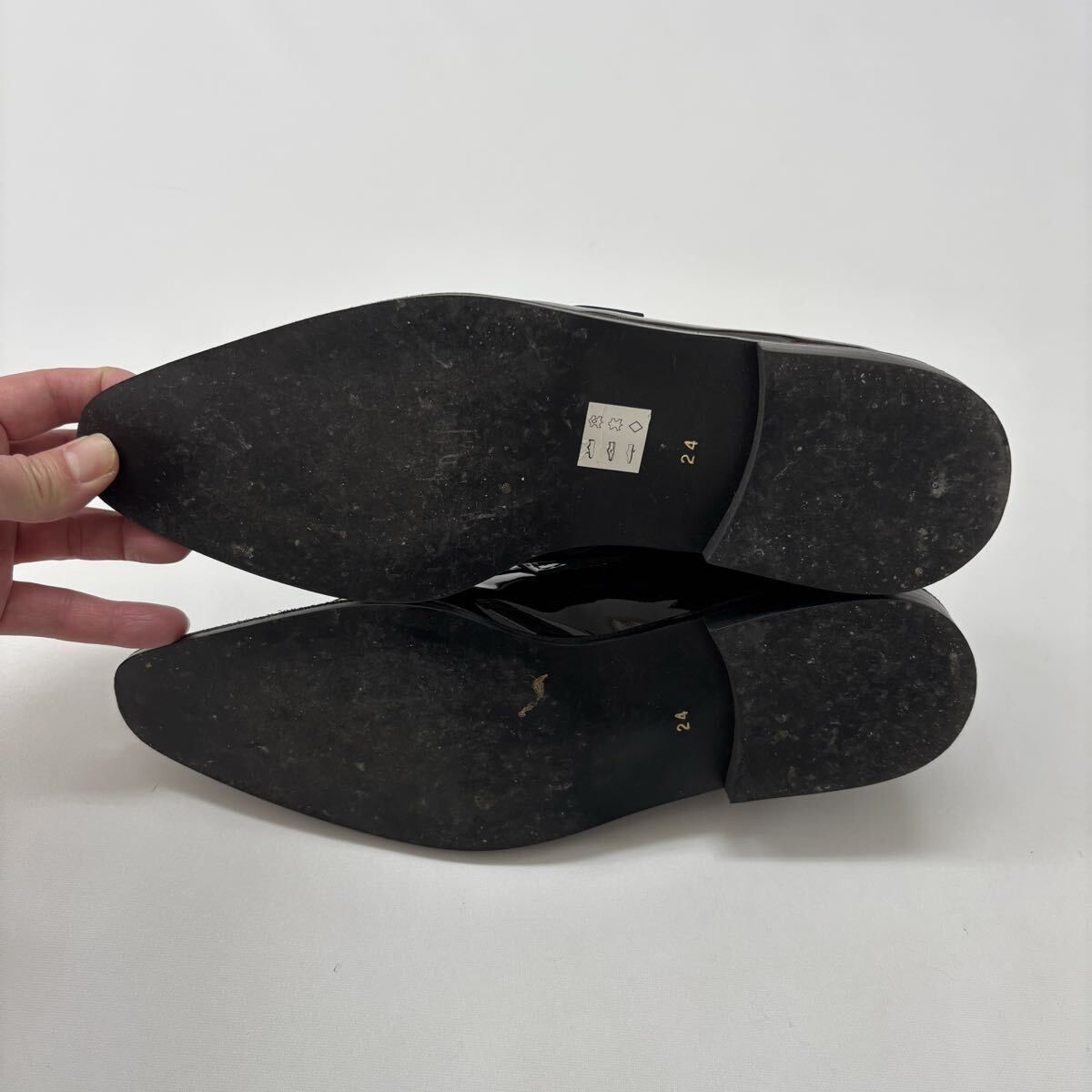 トリコ コムデギャルソン 黒 ブラック エナメル ローファー 24 tricot COMME des GARCONS トリコ コム デ ギャルソン エナメル コイン